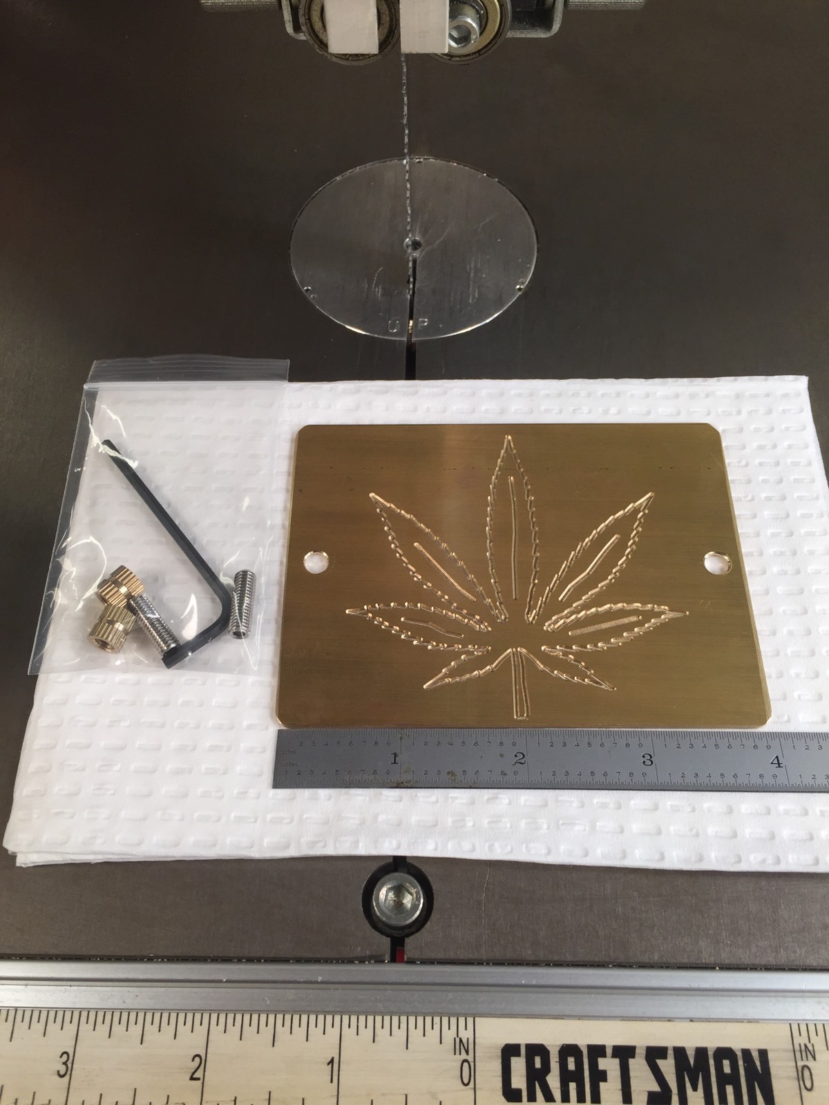 MEDIUM POT LEAF MARIJUANA SOLID BRASS ENGRAVING PLATE FOR NEW HERMES FONT TRAY