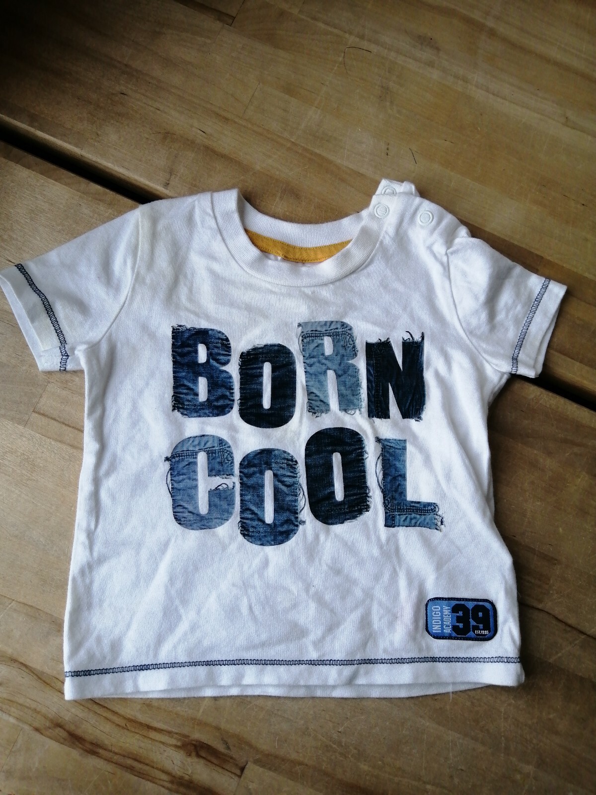 F&F Baby Boys White Shortsleeve Top 'Born Cool' 3-6 months 100% Cotton