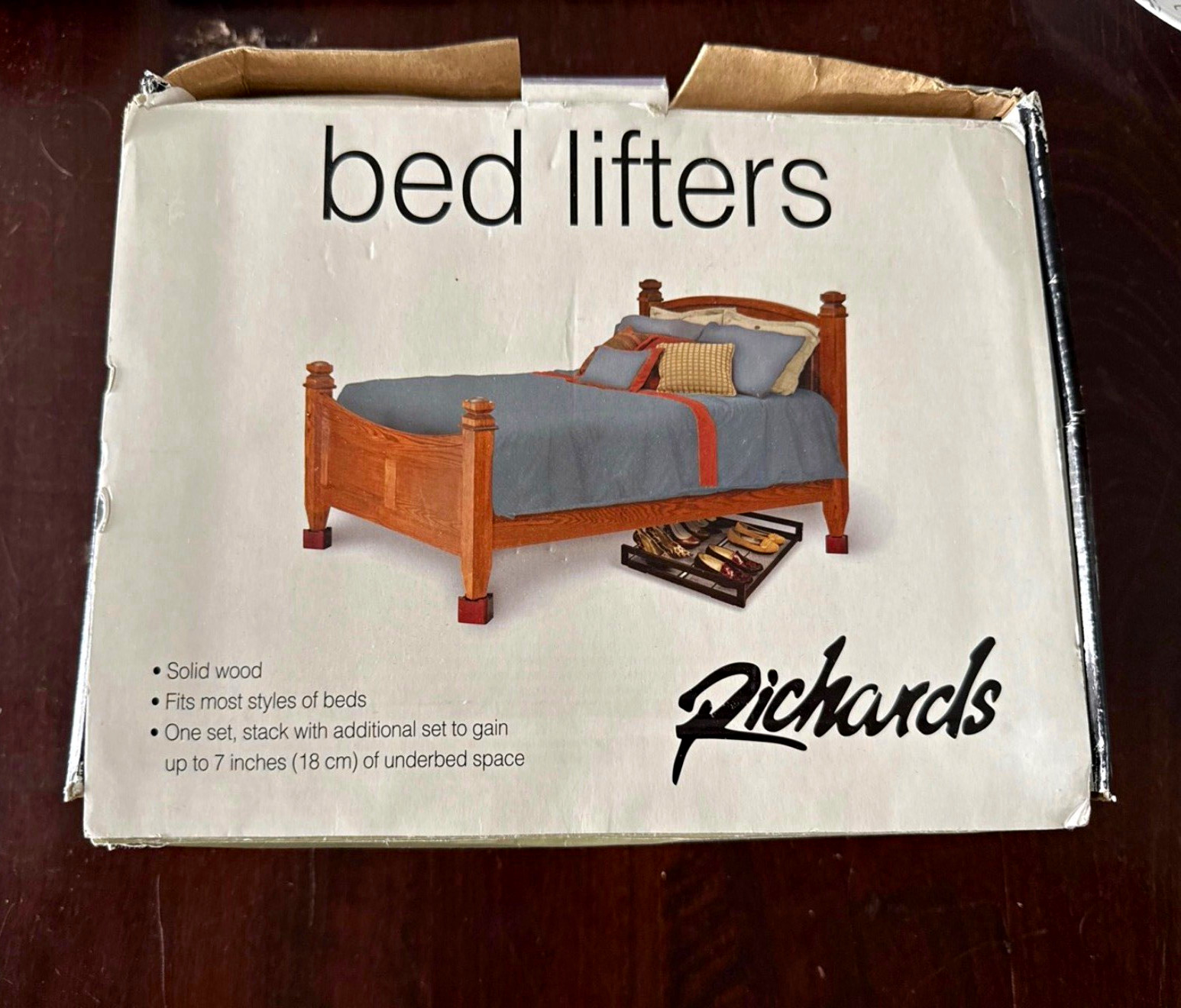 Richards Wood Stackable Bed Risers 4.5 in Square Brown MPN 59804