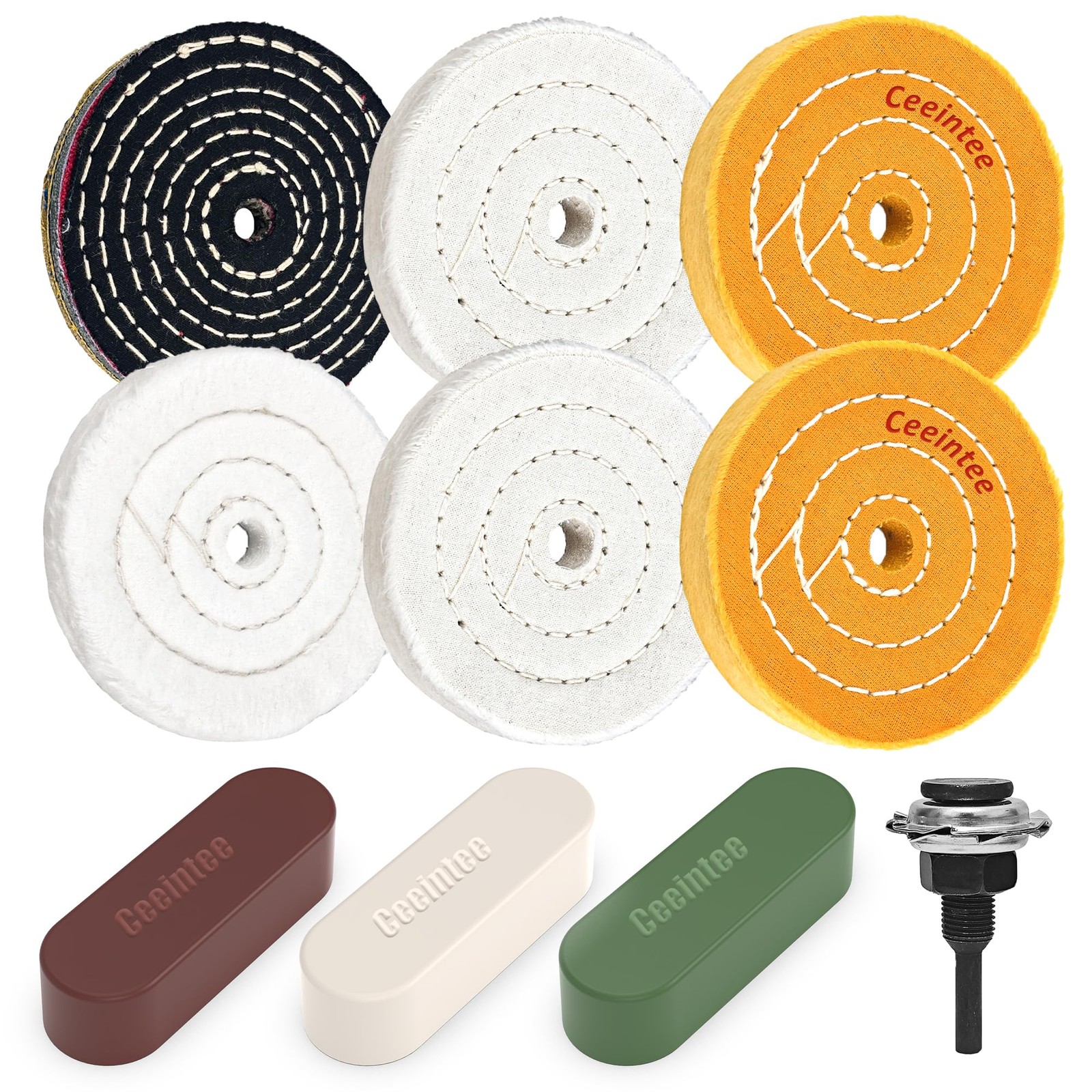 10Pcs 4'' Buffing Polishing Wheel with 1/4'’ Drill Shank， Include 1/2" Arbor ...