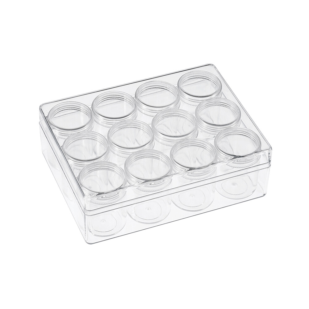 12pcs/Set Empty Plastic Bottles Jars Bead Storage Rectangle Container 160x122mm