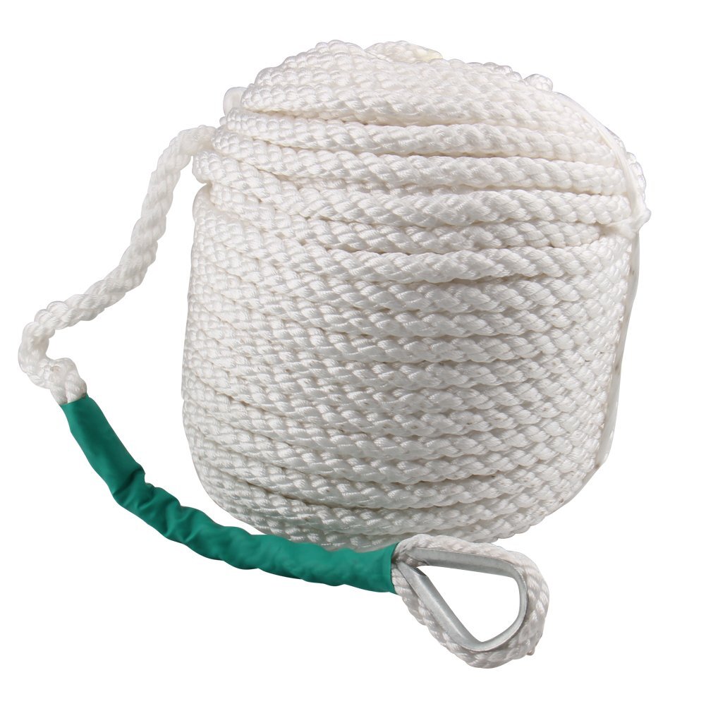 1/2" 100'Boat Rope Polypropylene Docking Rope Three Strand Anchor Line W/Thimble
