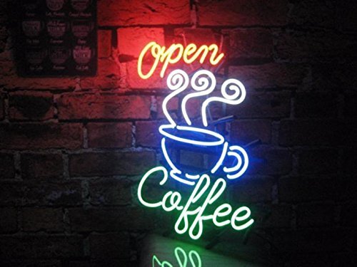 Coffee Cafe Open Neon Light Sign 20"x16" Lamp Glass Decor Wall Bar Space Hanging