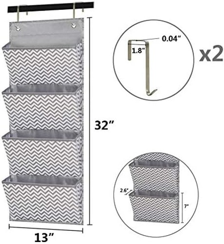 Eamay Wall Mount/Over Door File Hanging Storage Organizer - 4 Large Document ...