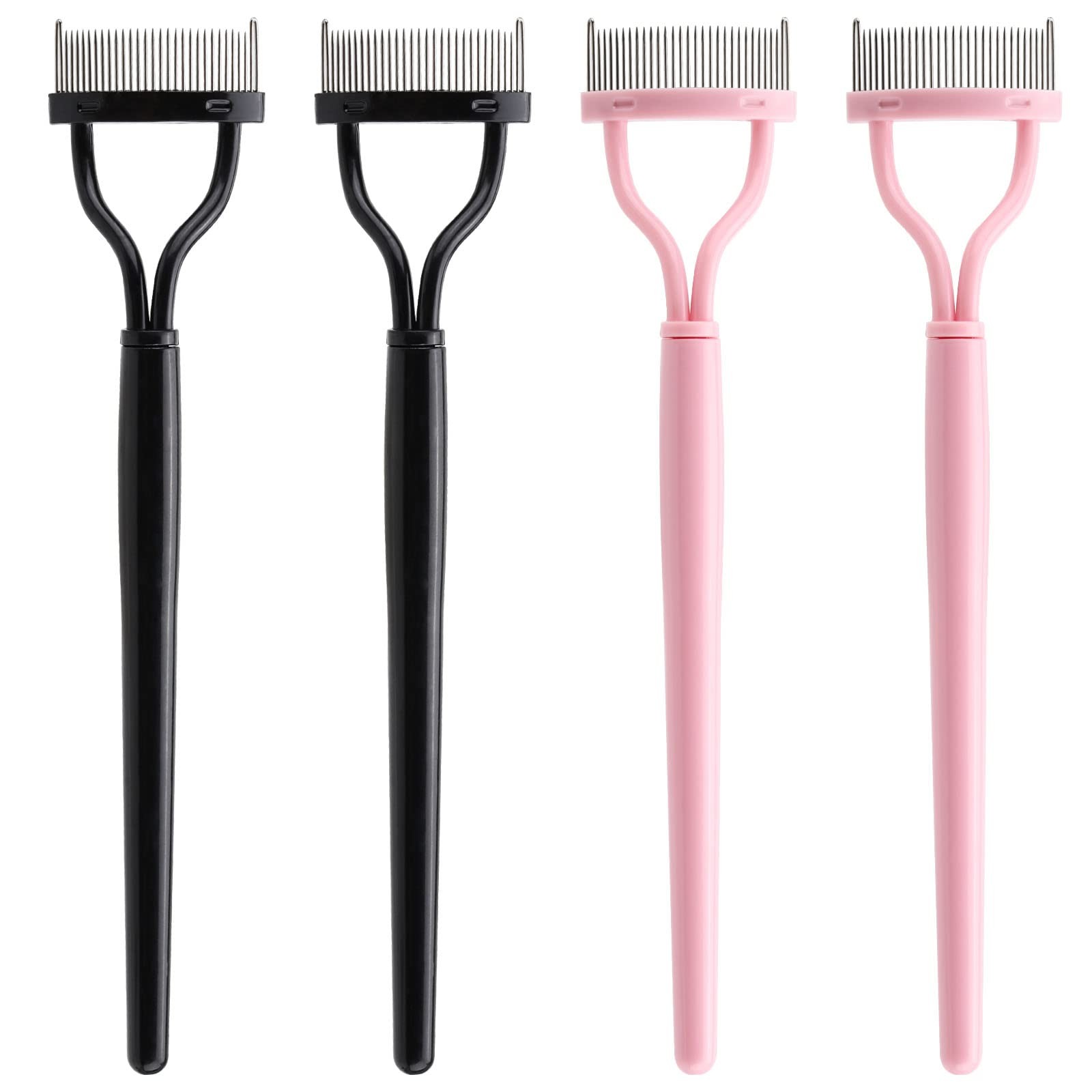 4 Pcs Eyelash Separator Tool Mascara Brushes 5.9 Inch (Pack of 4), Black&Pink