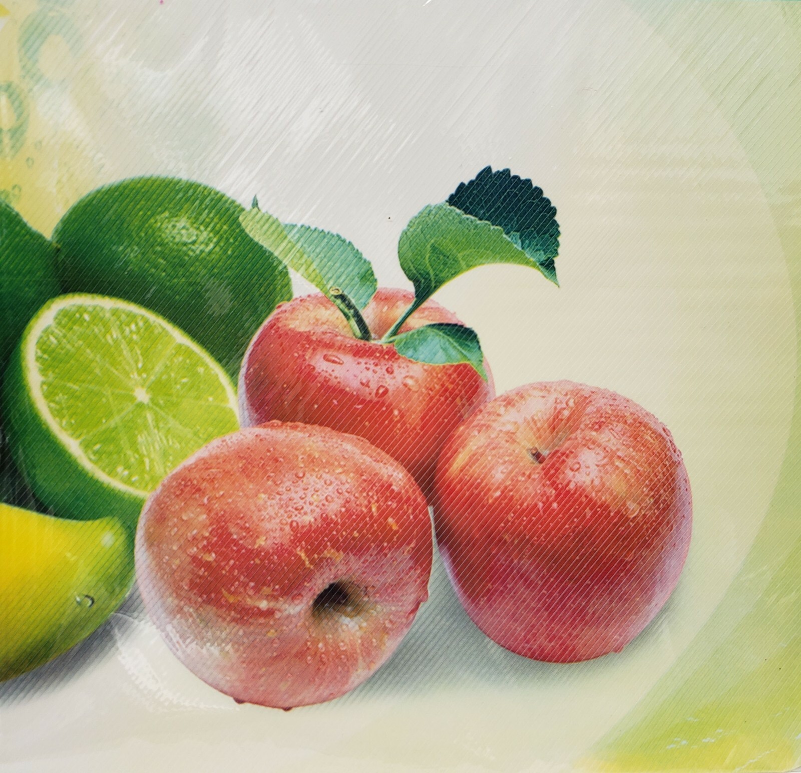 12 pc Thin Plastic Kitchen Set: 6 PLACEMATS & 6 COASTERS, RED & GREEN APPLES