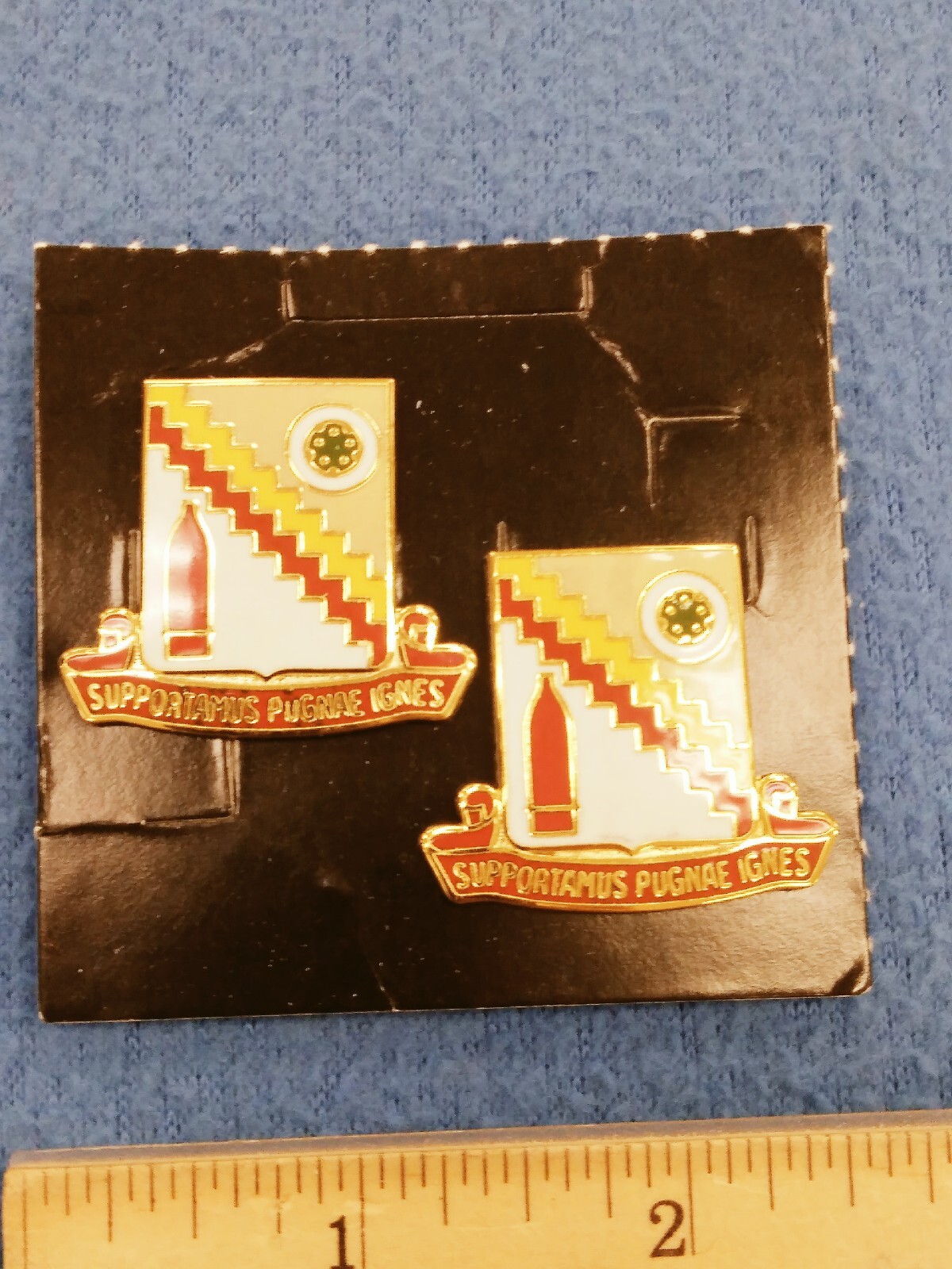 PAIR OF - US Army 502nd SUPPORT BATTALION Unit DI DUI Crest PINS - G-23