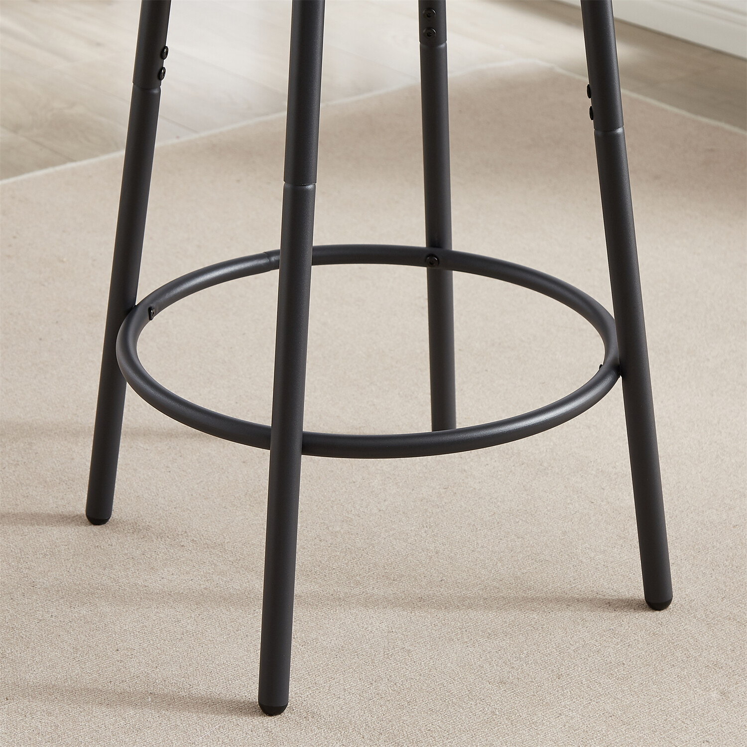 3 Piece Bar Table Set Counter Height Kitchen Pub Table w/ 2 Upholstered Stools