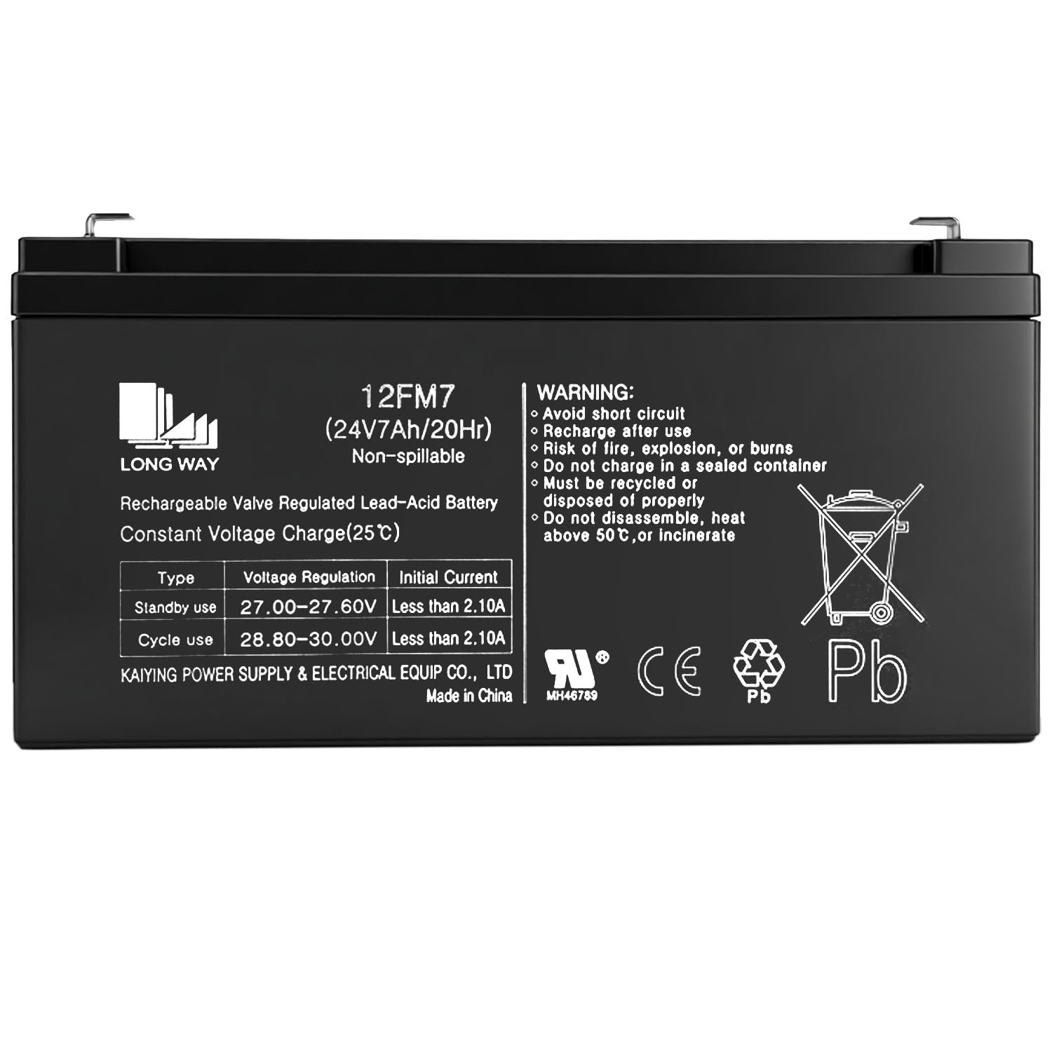 24v 7ah Battery for Ride on Toys car utv 12fm7 20hr 24 Volt Valve Regulated S...