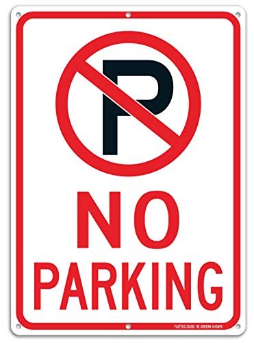 No Parking Sign With Symbol Sign, 14 x 10 Inches Reflective .40 Rust Free