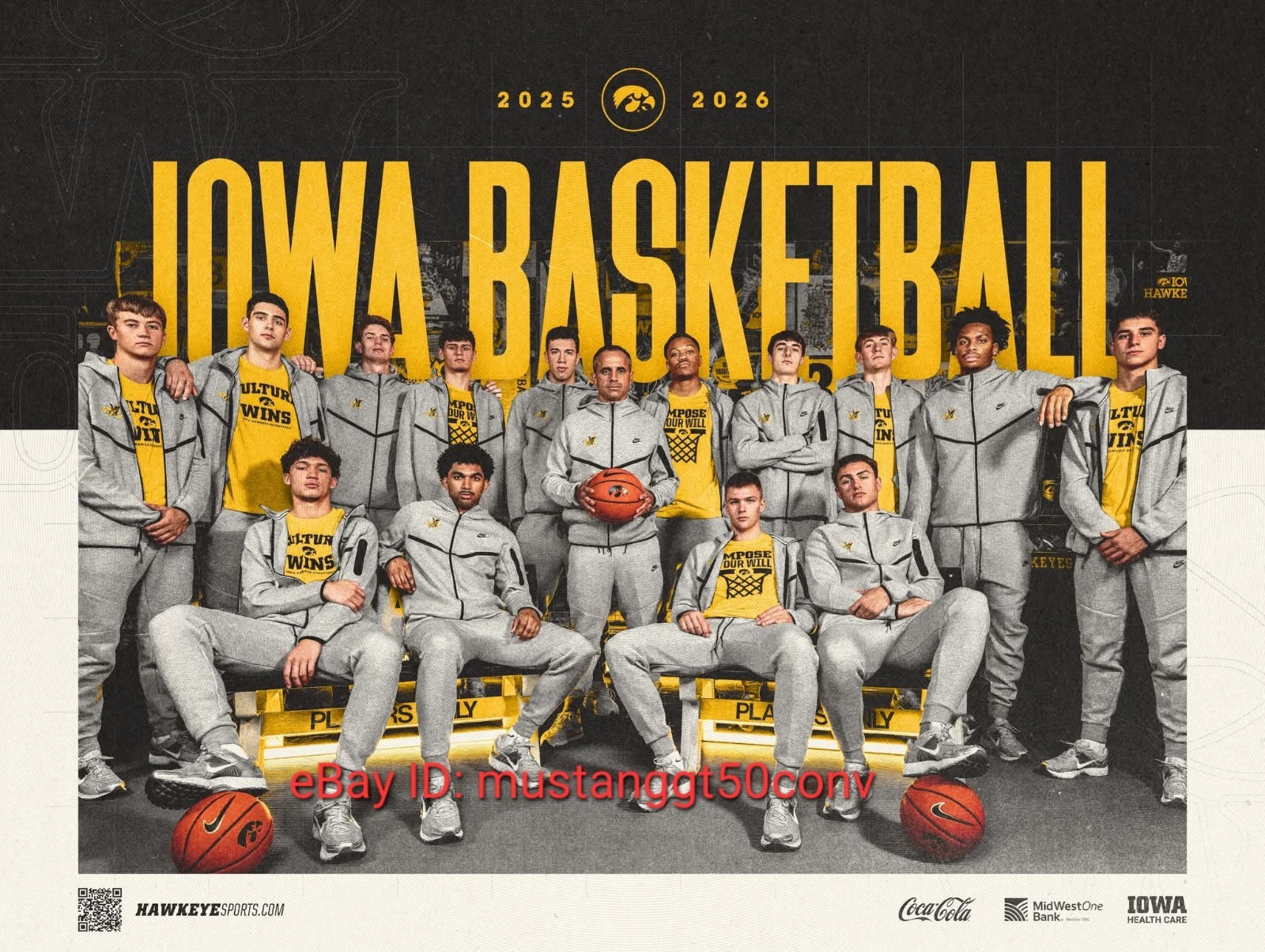 2025-2026 IOWA HAWKEYES Men's Basketball Poster *FAST SHIP*