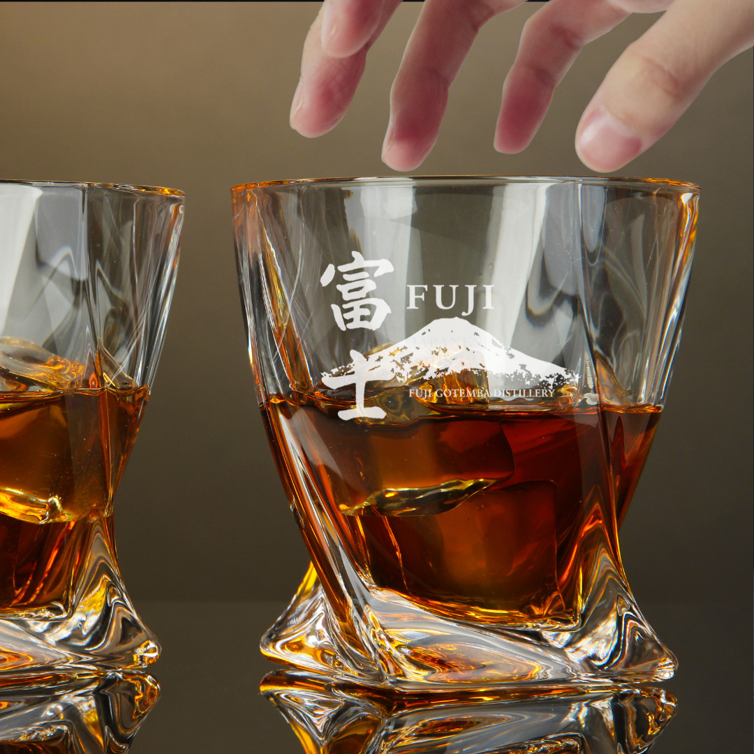 Custom Engraved Fuji Gotemba Whiskey Glass – 10 oz Twisted Rocks Glass