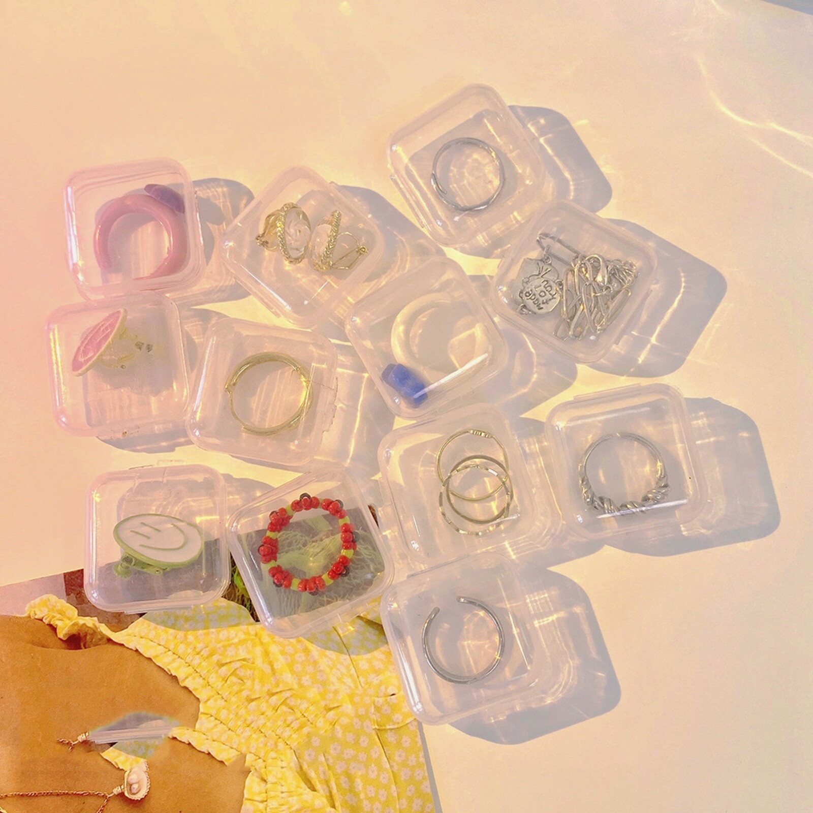 20pcs Mini Clear Plastic Small Box Jewelry Earplugs Empty Storage Case Organizer