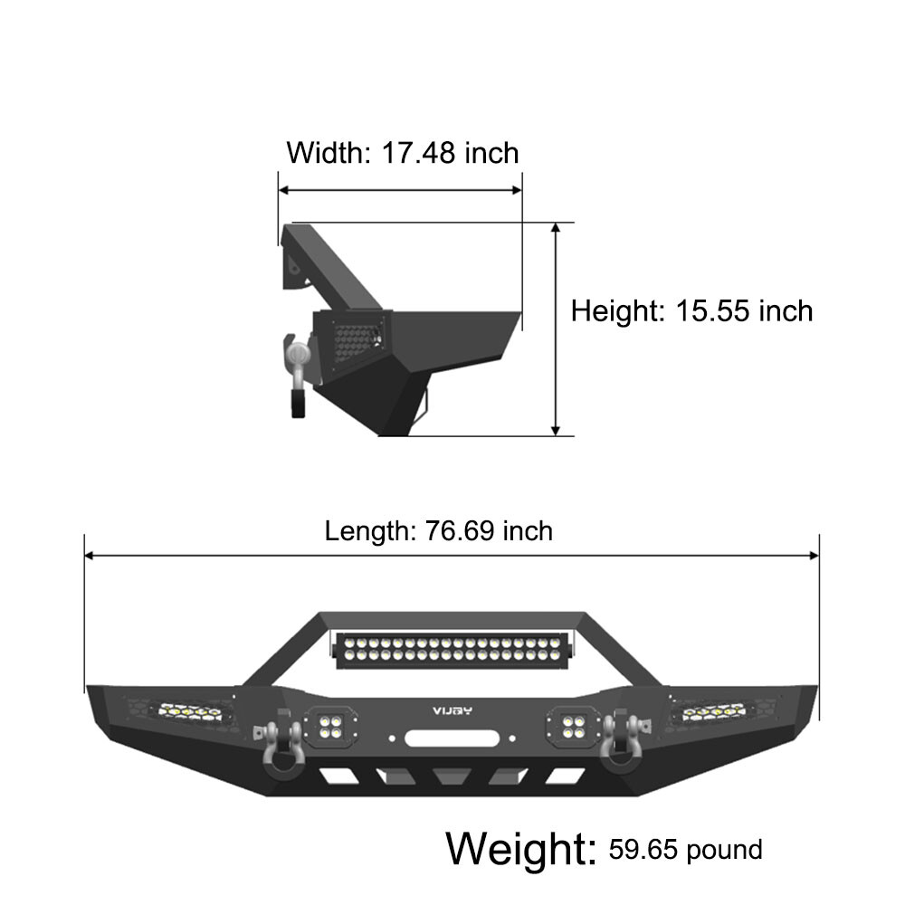 Steel Front or Rear Bumpers w/Winch Plate and Lights For Jeep Cherokee XJ 84-01