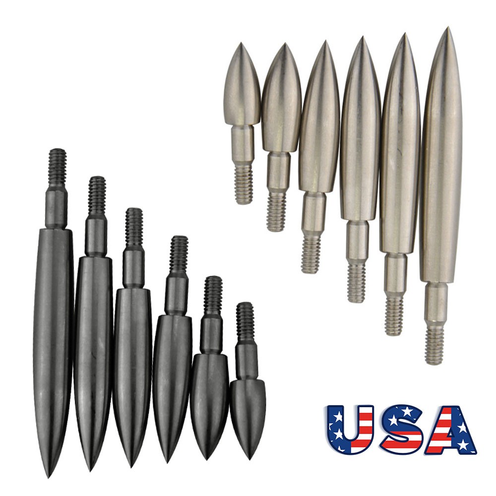 12X Stainless Steel Arrow Tips 100-350Gr Archery Practice Training Screw Heads