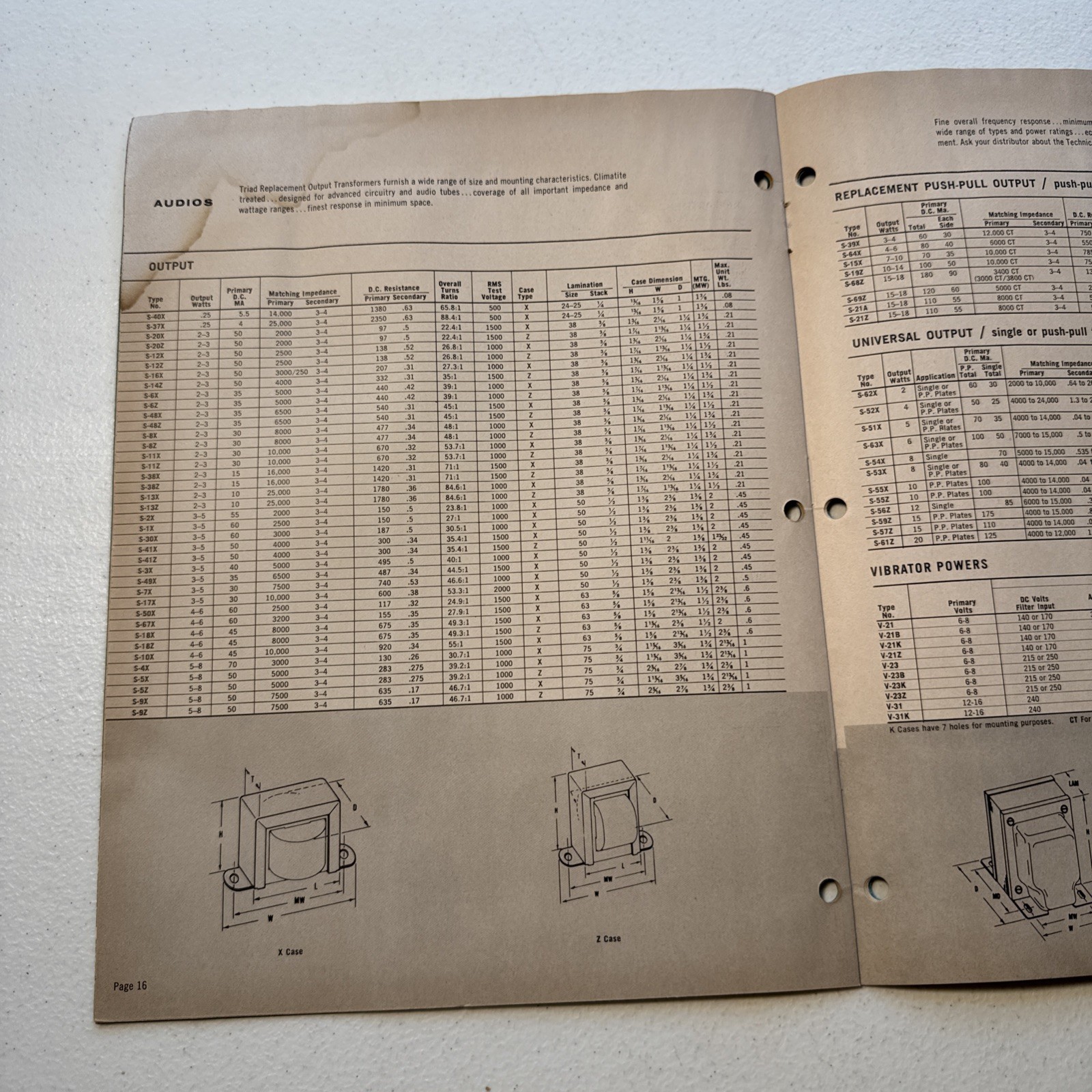 Triad Replacement Transformers 1962 Vintage Catalog Tv-62