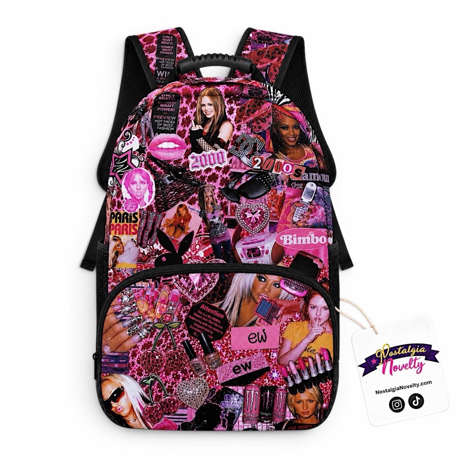 Mcbling Y2K Pink Trashy Backpack | 2000s Aesthetic Bimbo Pink Juicy Couture