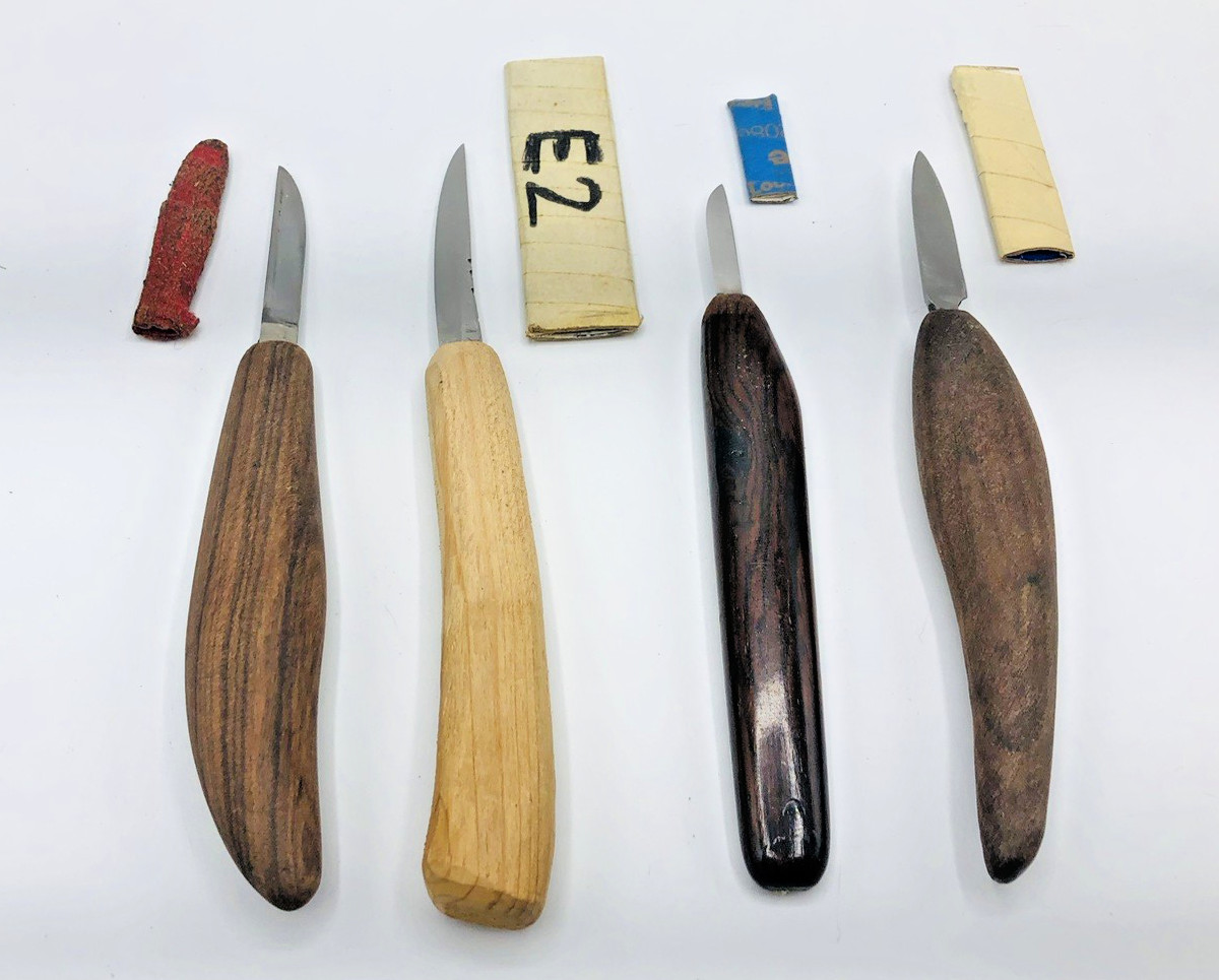 Lot 4 WOOD CARVING KNIFE SET WOODCARVING KNIVES CUSTOM rare whittling blade