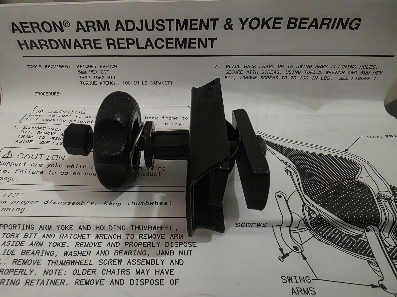 OEM | Herman Miller Aeron Classic | Thumbwheel Arm Height-Adjustment Hardware