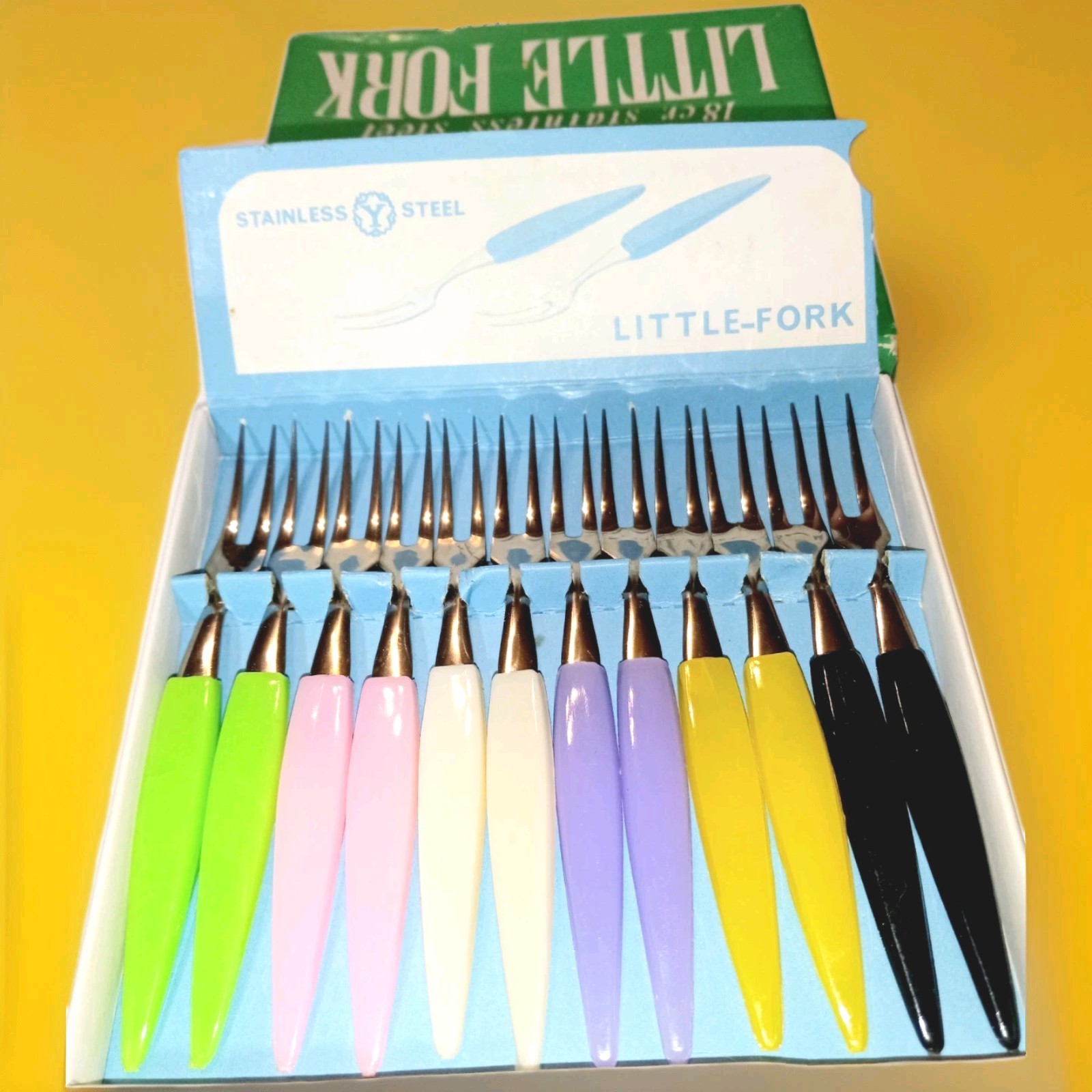 Vtg Little Fork 12 Pc Cocktail Appetizer Relish New In Box Stain Steel MCM Japan