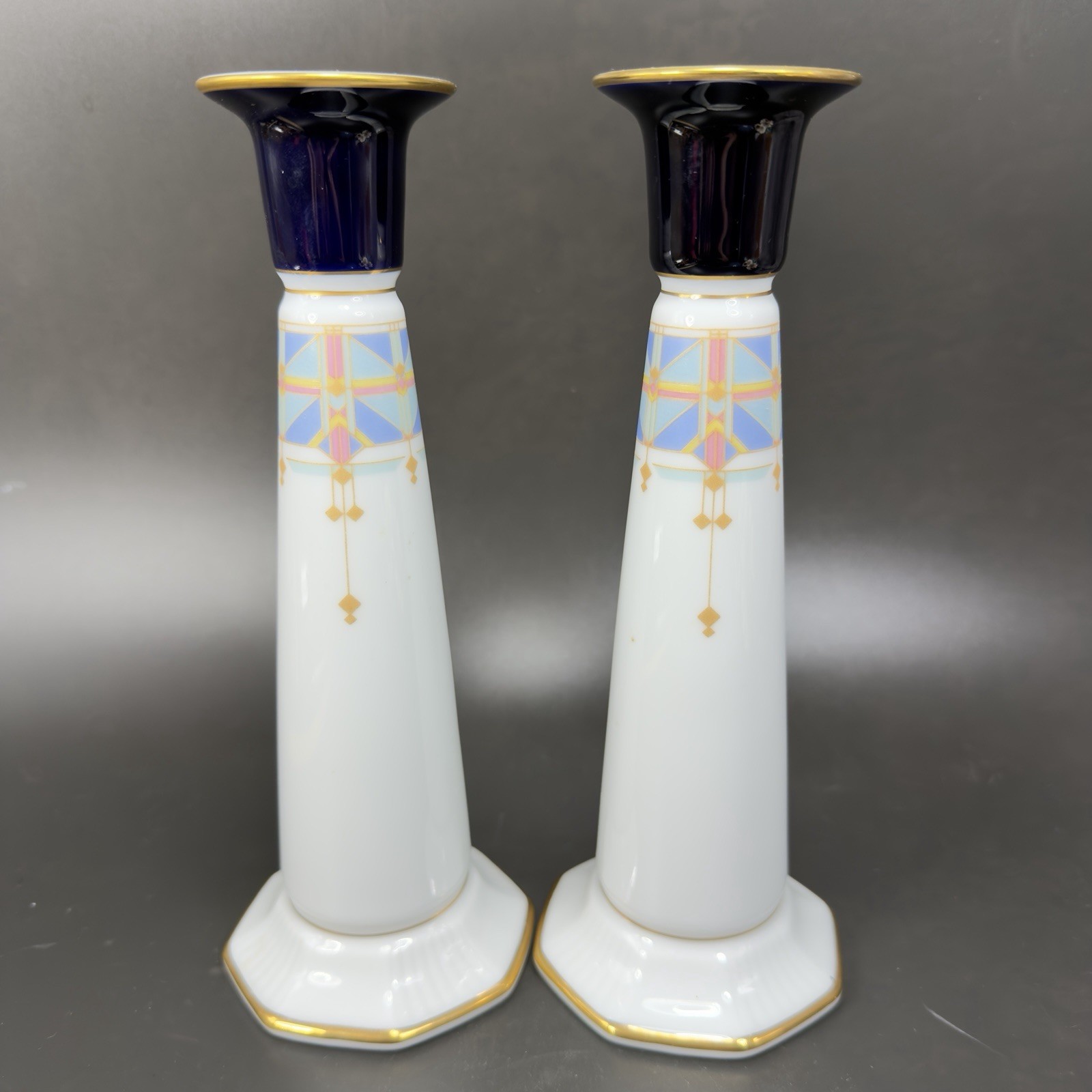Noritake Fine Porcelain Legacy Porcelain Candle Stick Holder Votive Set 2 VTG