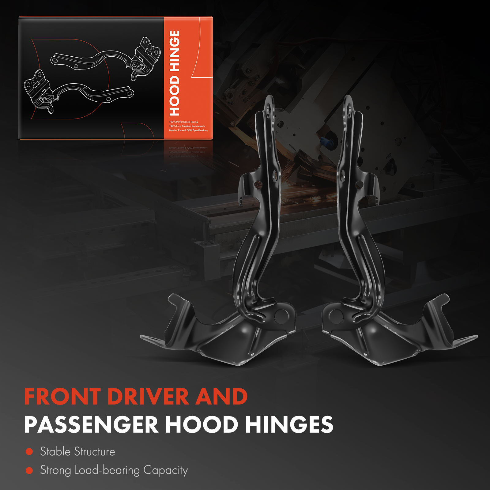 2Pcs Front Driver & Passenger Hood Hinge for Toyota Tacoma 2005 2006 2007-2015