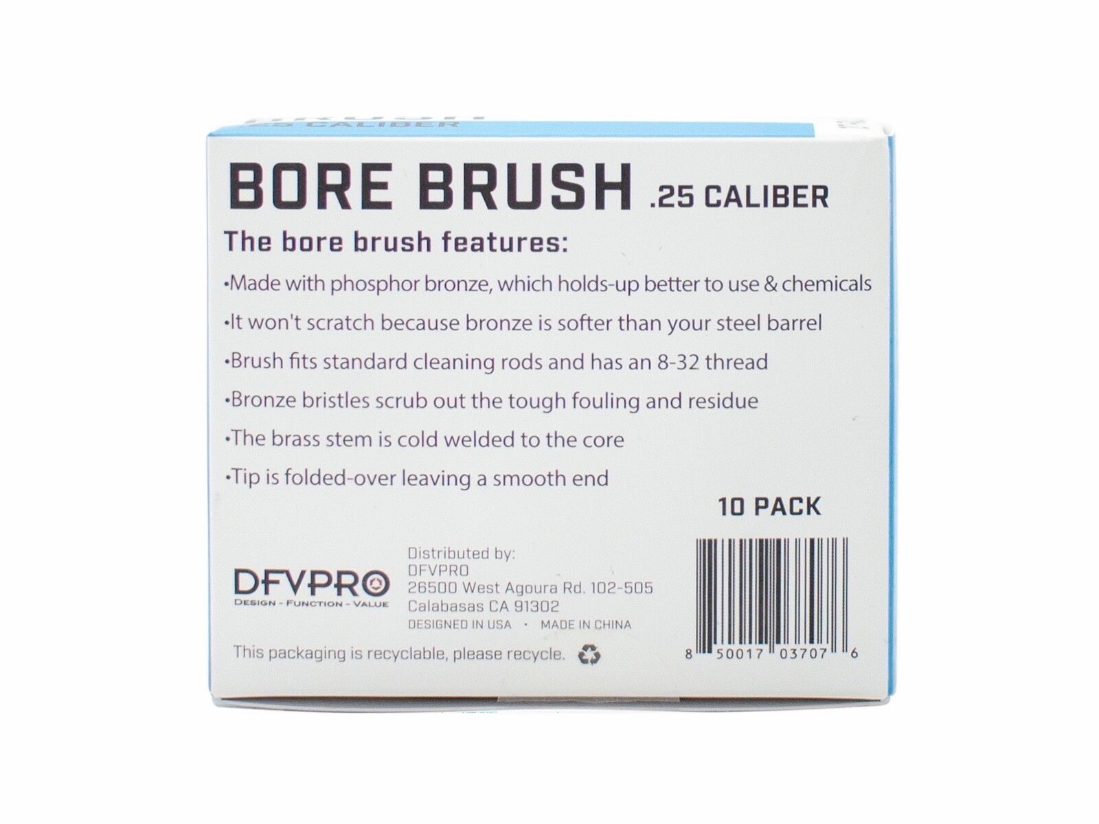 10 Pack- .25 Cal Phosphor Bronze Bore Brushes for Gun Cleaning and Maintenance