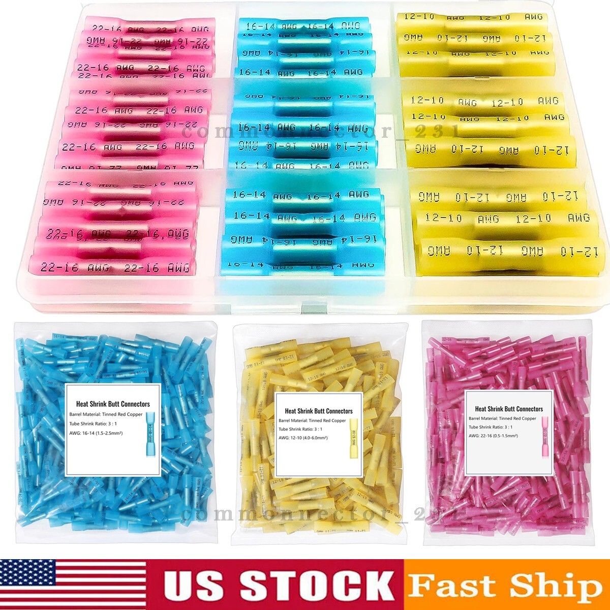 Heat Shrink Butt Splice Wire Connector Insulated Waterproof Crimp Terminals  kit