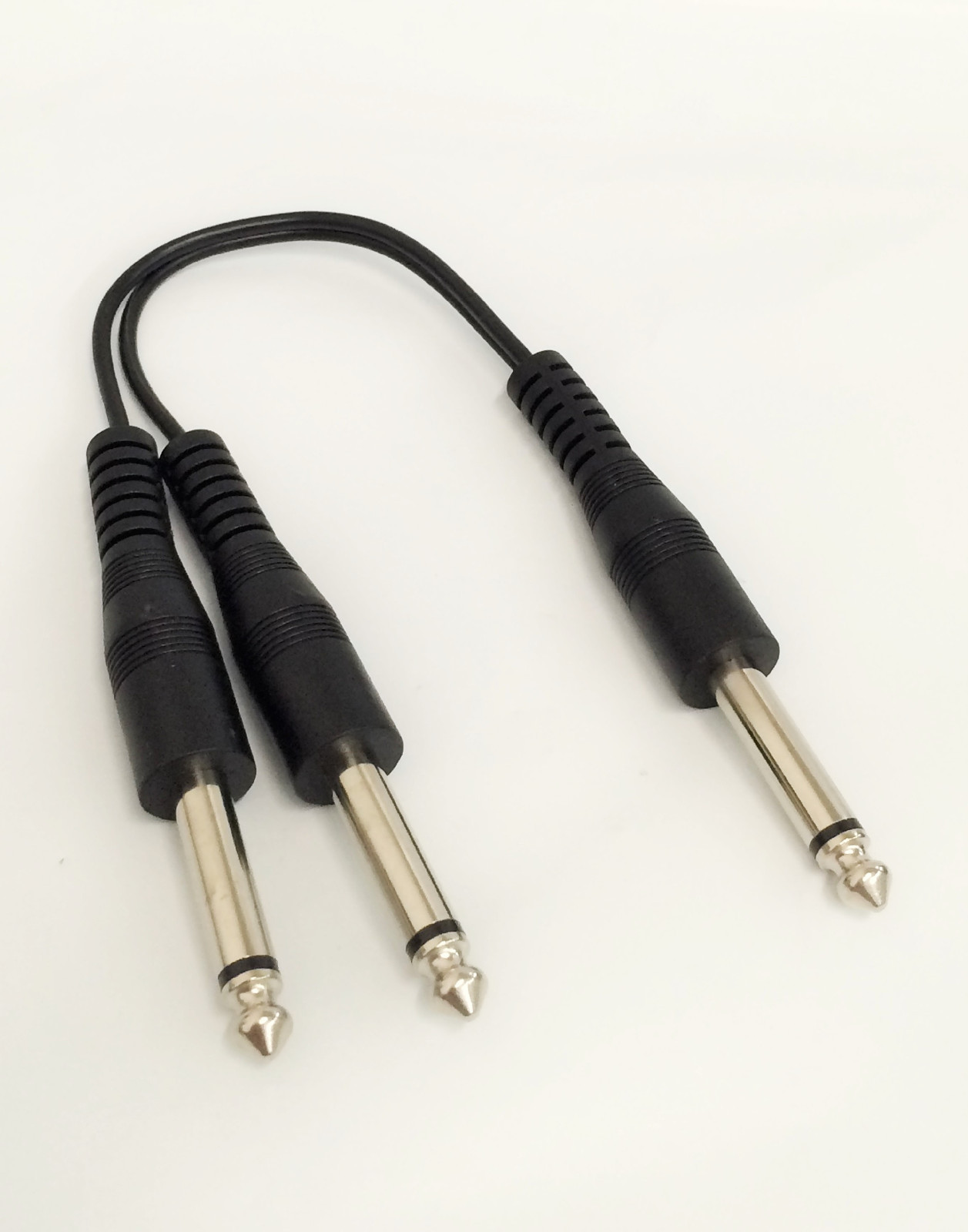 20cm 6.35mm Mono Jack Y Splitter Cable Lead 1 to 2 x Plug Guitar Amp 6.3mm 1/4"