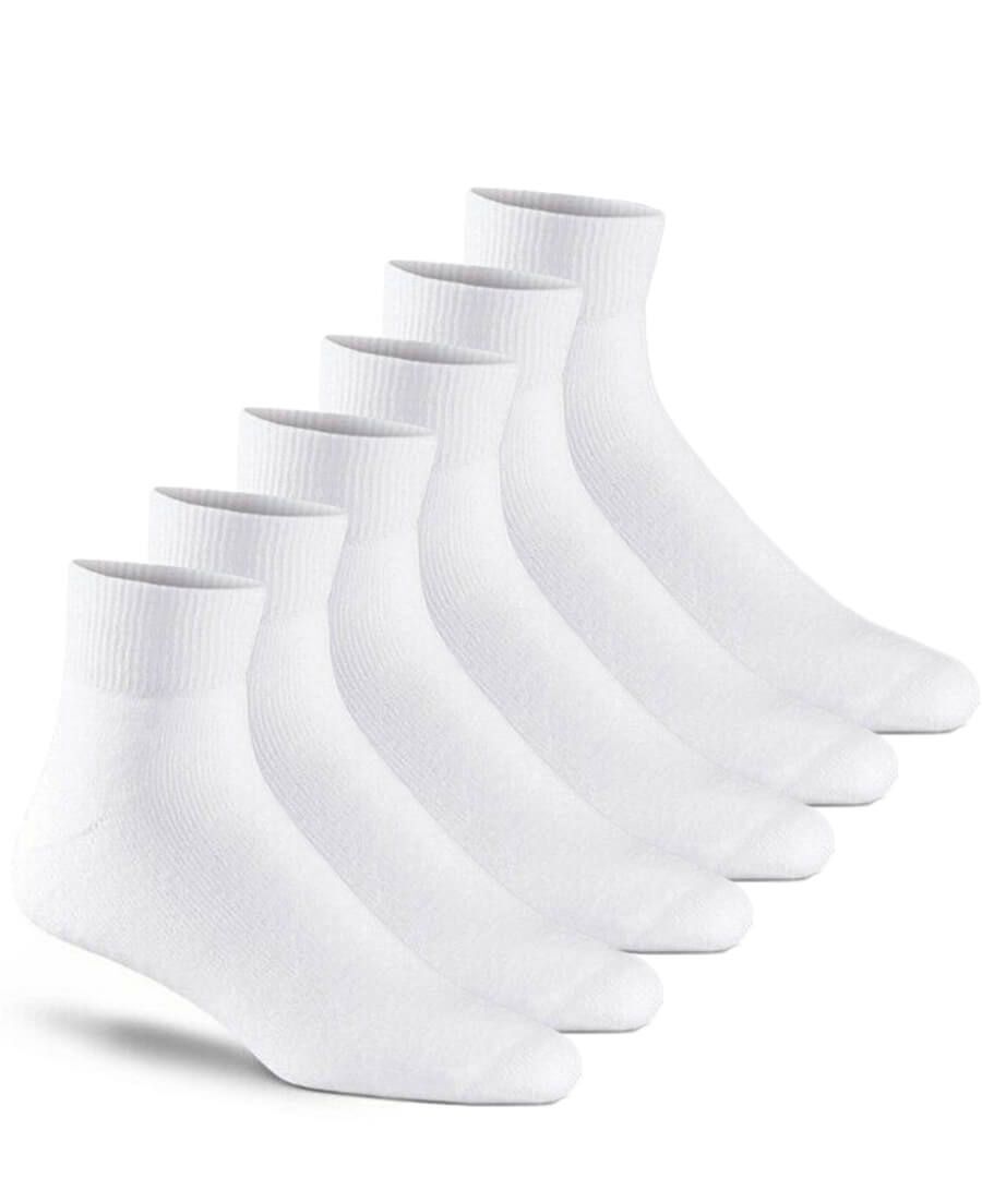 Jefferies Socks Mens Sport Ankle Seamless Cushion Athletic White Socks 6 Pairs
