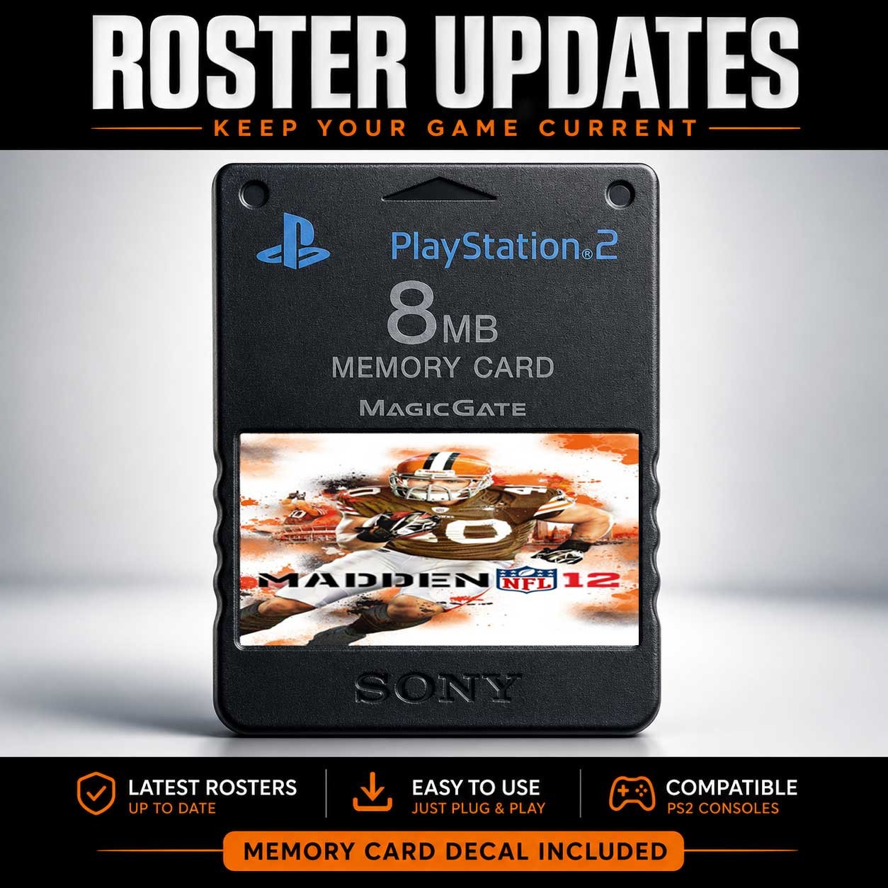 Madden 12 Roster Updates PS2 Official Memory Card Unlocked 100% Complete Saves