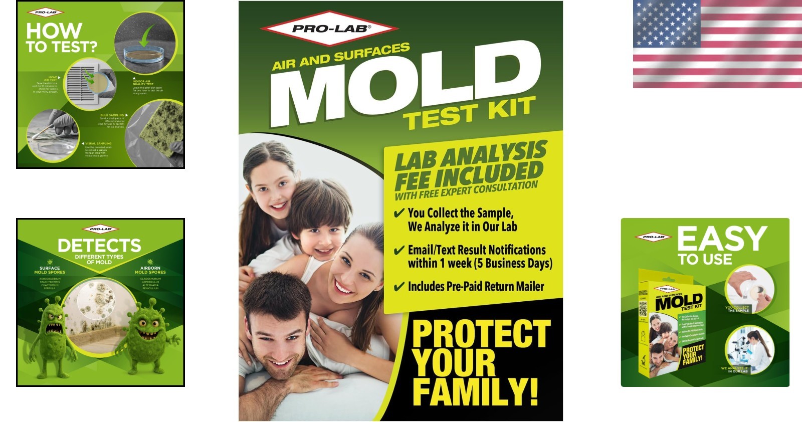 Home Mold Kit: Air, Surface, Bulk Samples + Lab Fee, Expert Advice Included