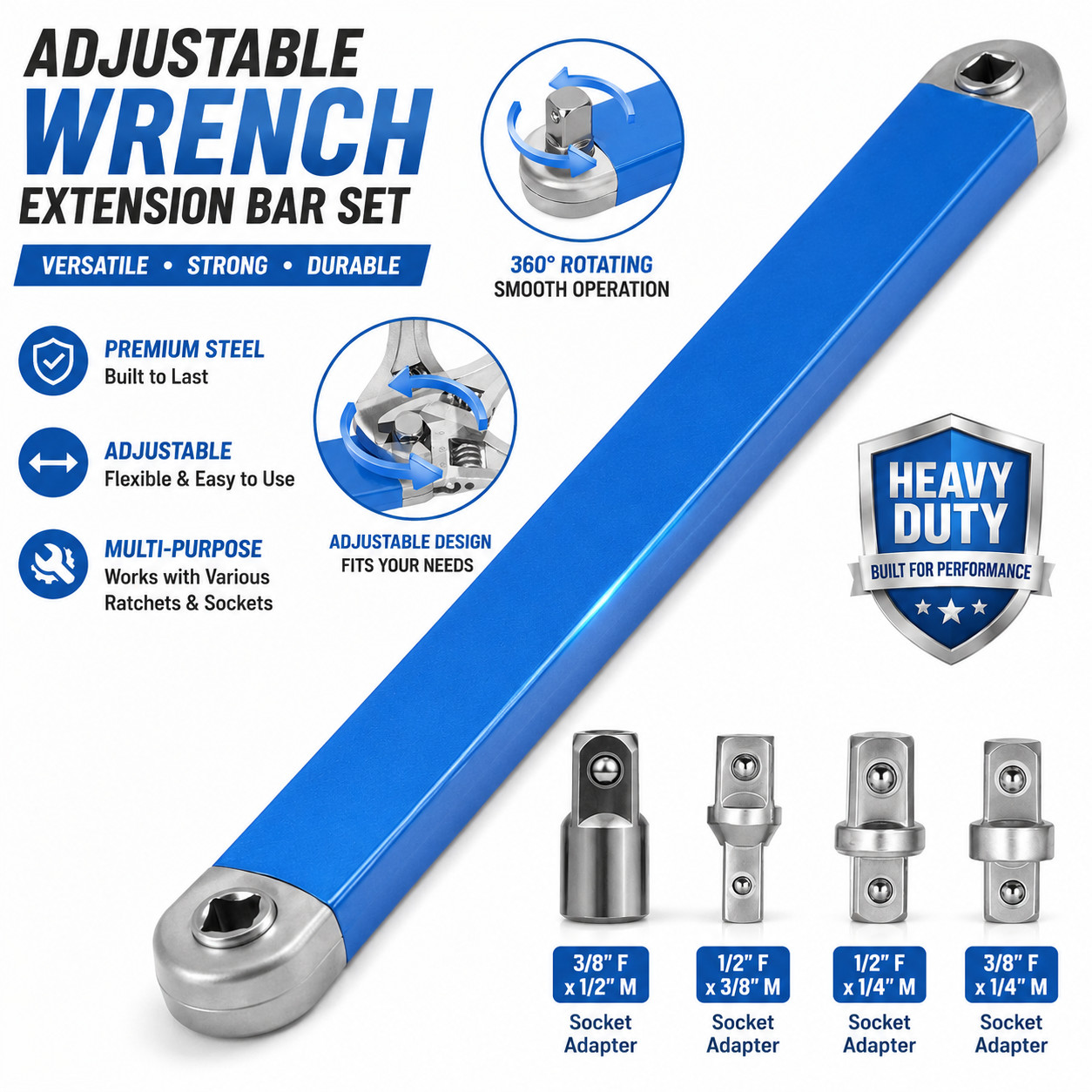 Impact Resistant Multifunctional Offset Extension Wrench Tight Reach Extension C