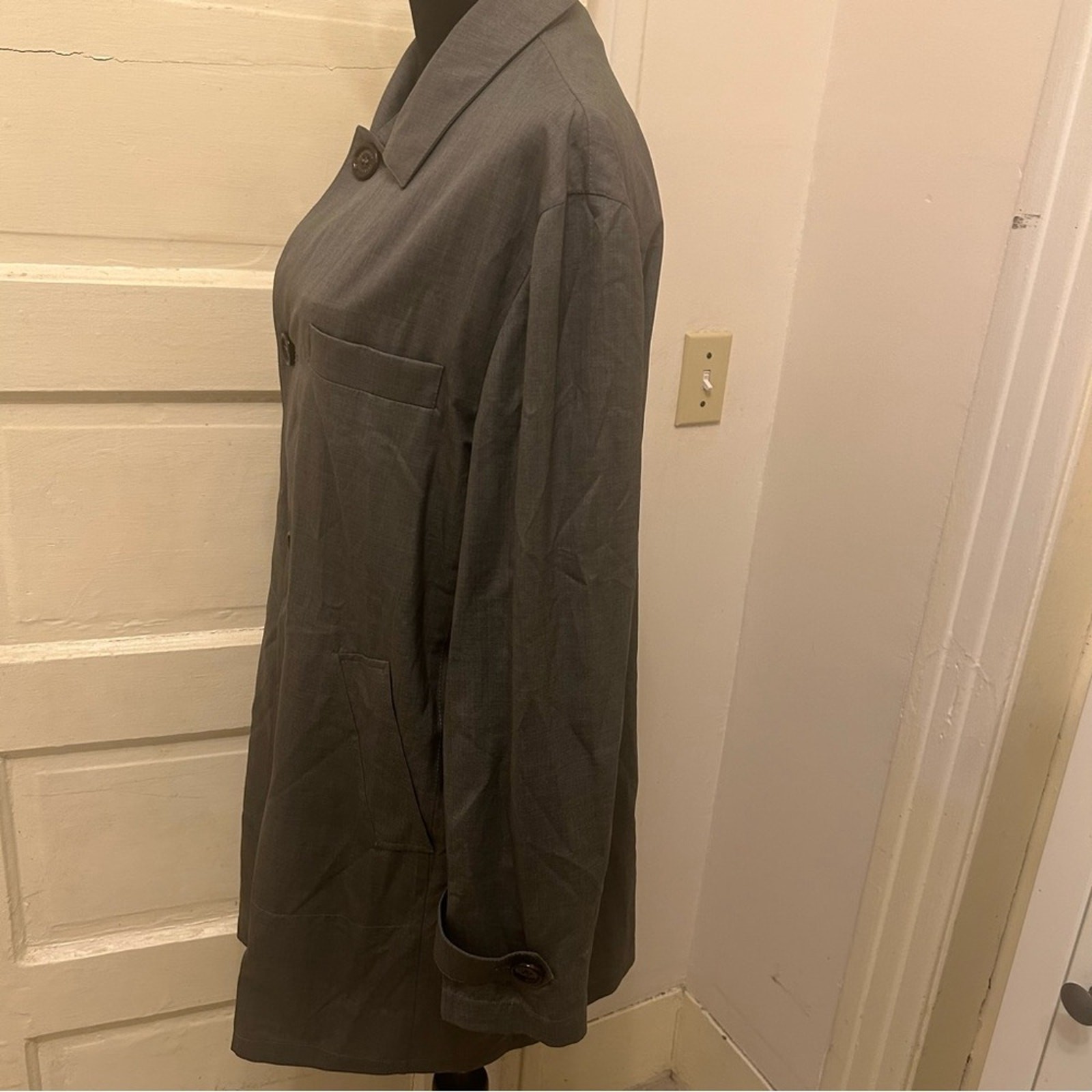 Brunello Cucinelli Gray Lightweight Button-Up Jacket Quiet Luxury Minimalist