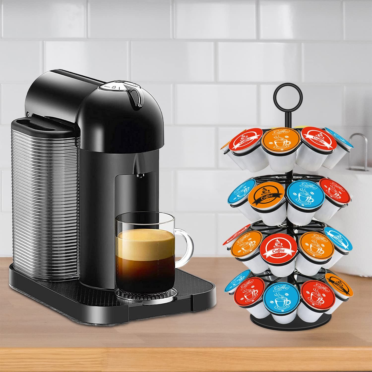 Coffee Pod Carousel Holder,Compatible with K-Cups Organizer Compatible with 3...