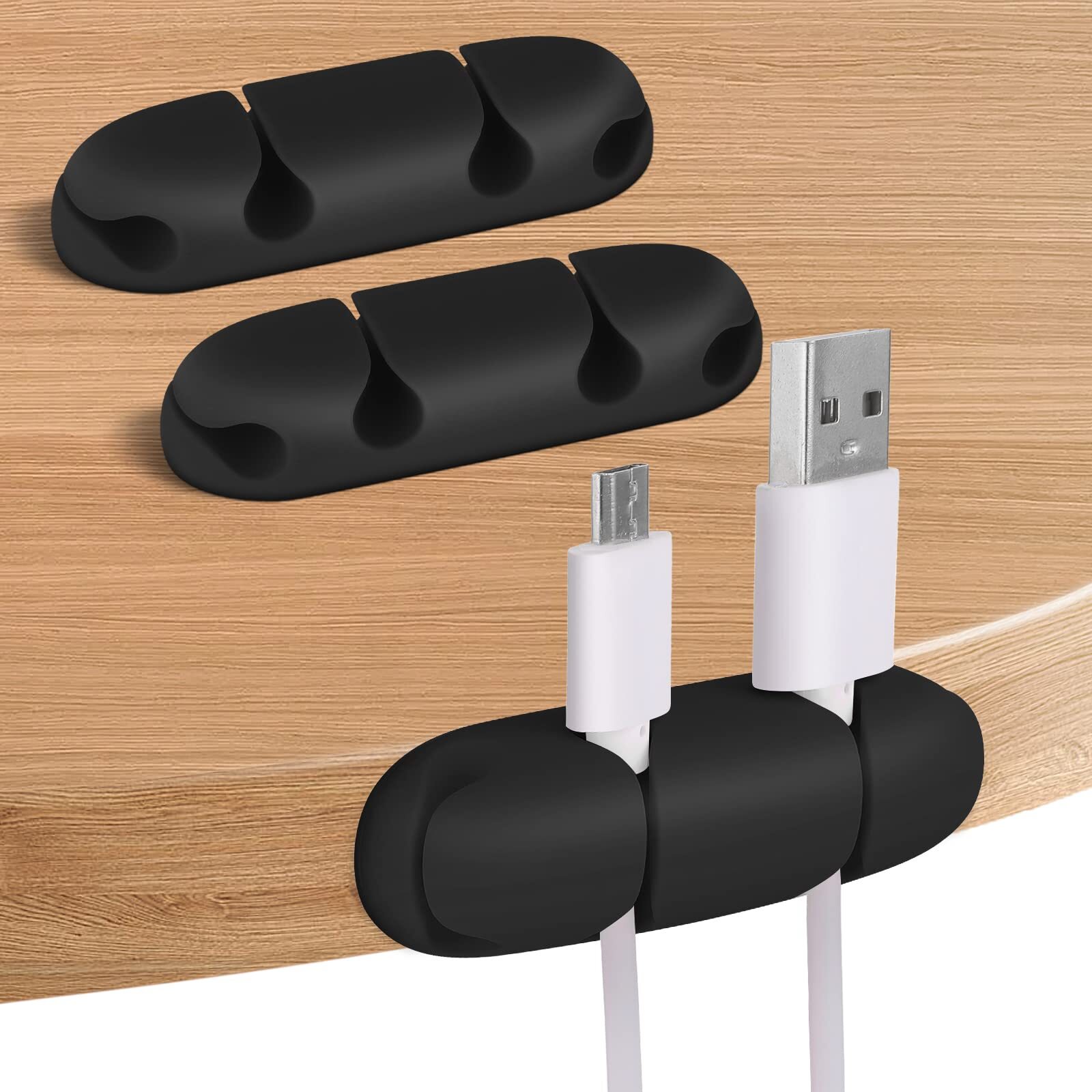 Cable Clips 3PCS Cord Wire Organizer Cable Management Holders 4 Hole Silicone...
