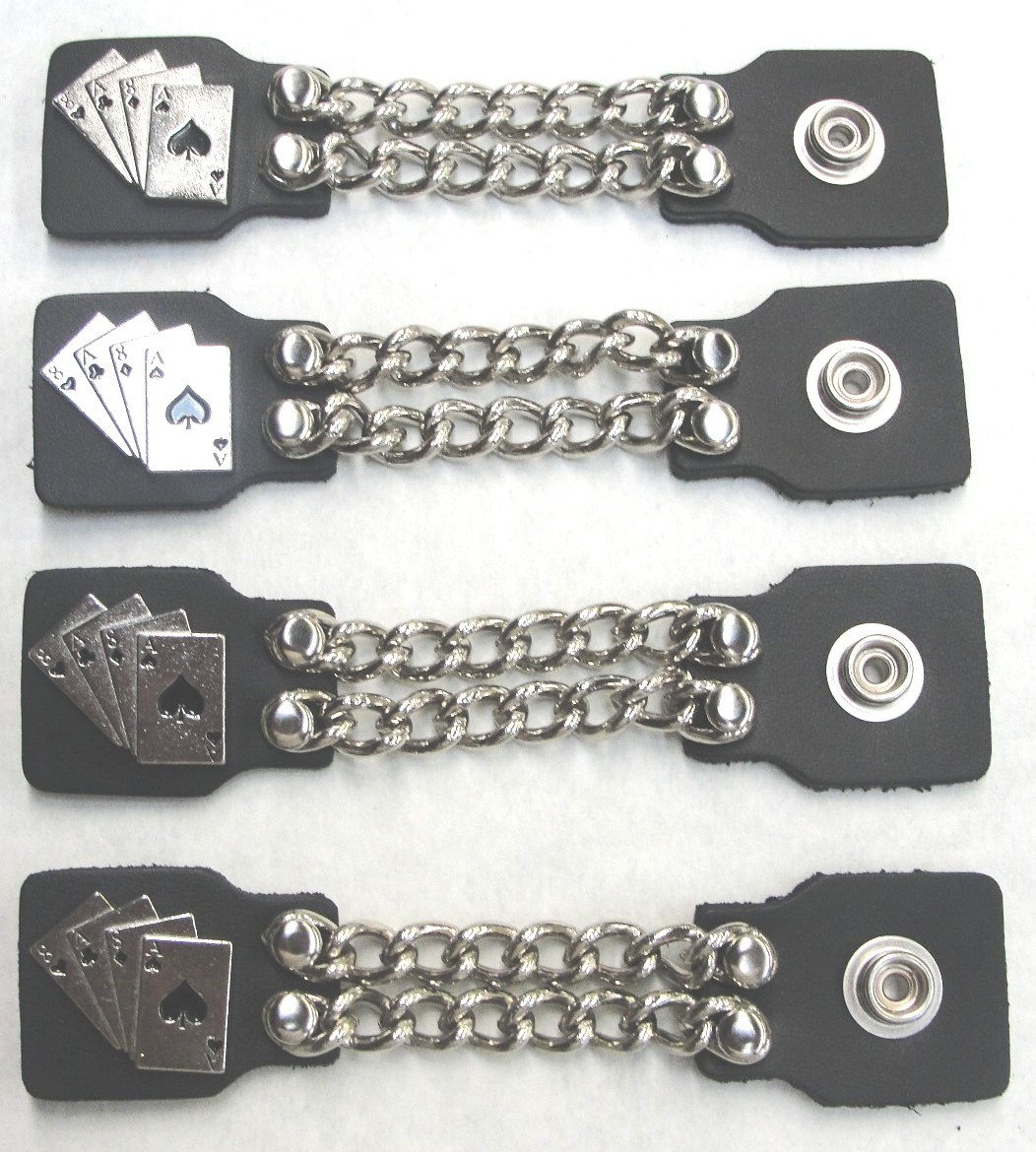 4 Pieces Genuine Leather Poker Playing Cards 8 and Ace Vest Extenders USA Made