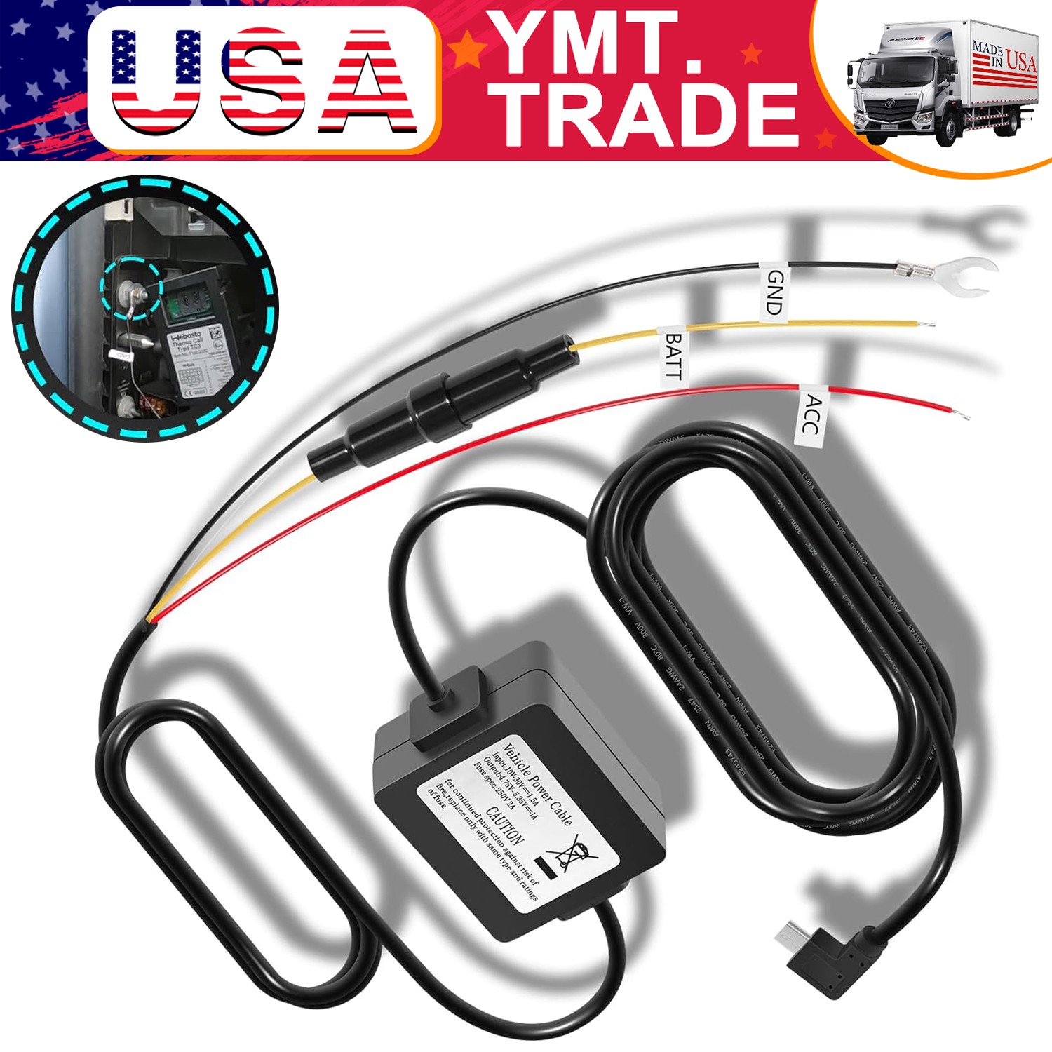Parking Mode Cable 010-12530-03 Fit for Garmin Dash Cams 45 46 47 55 56 57 65W