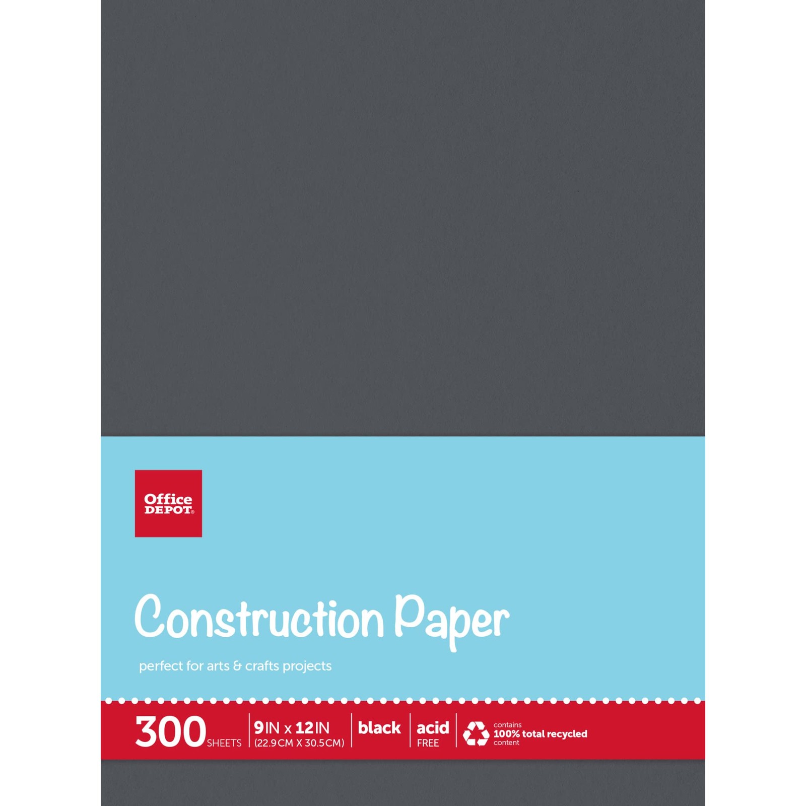 Office Depot® Brand Construction Paper, 9" x 12", 100% Recycled, Black, Pack Of
