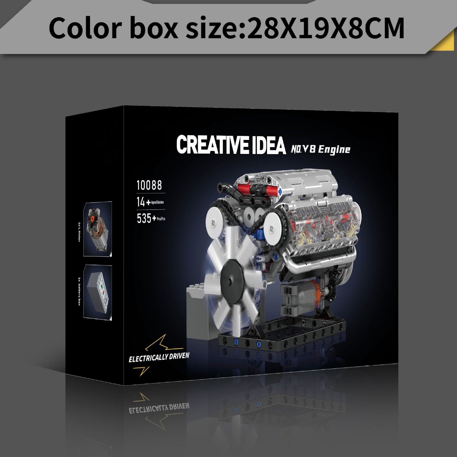 Visible V8 Engine Motor Engineering Model Building Stacking Blocks Gift New