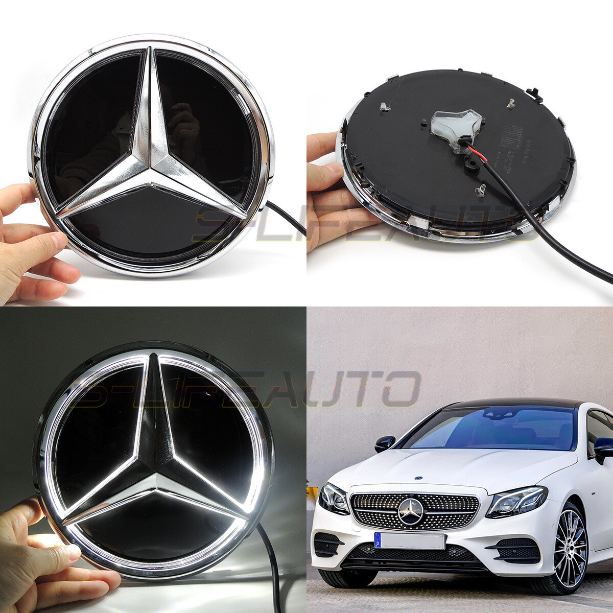 Fits Mercedes-Benz E200 E260 E300 E350 E400 16-20 Led Grill Emblem Logo Light