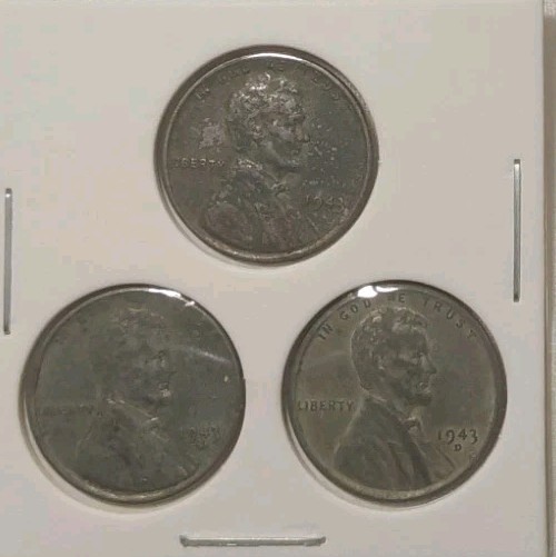 1943 PDS Lincoln Steel Wheat Cent Circulated Penny 3 Pc Set Free Post Tracking