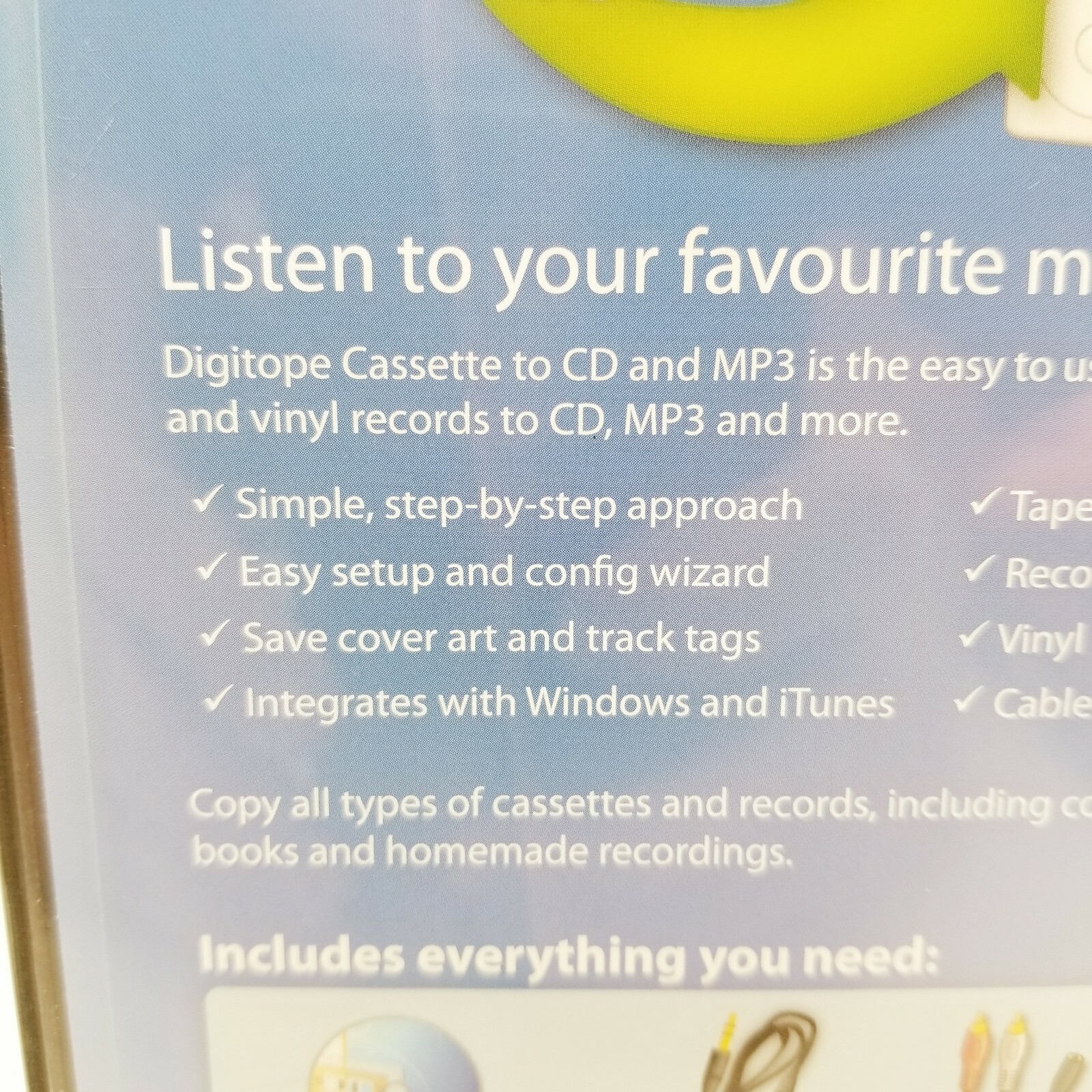 Digitope Cassette to CD MP3 Version 4 Cord Adaptor Instructions Disc Win 7+ CIB