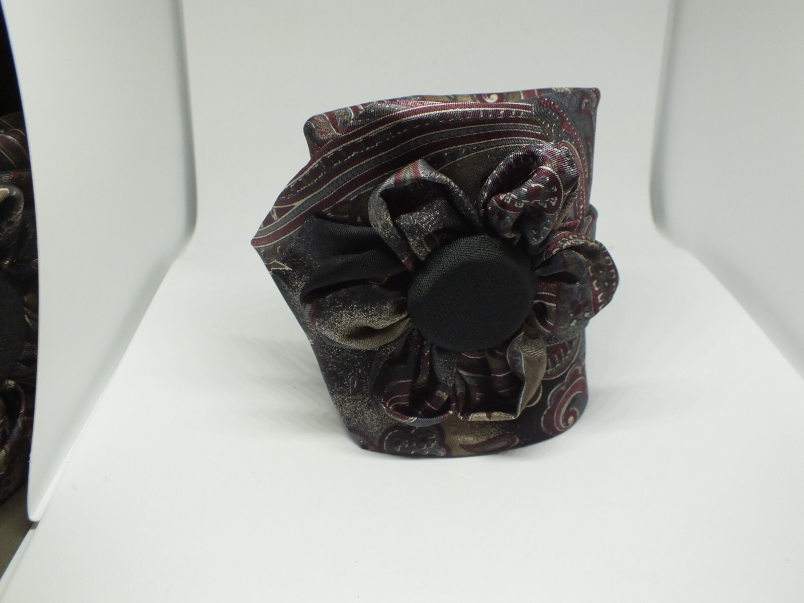 Upcycled Repurposed BOHO Bracelets From Tie Flower Snap Closure One of a Kind