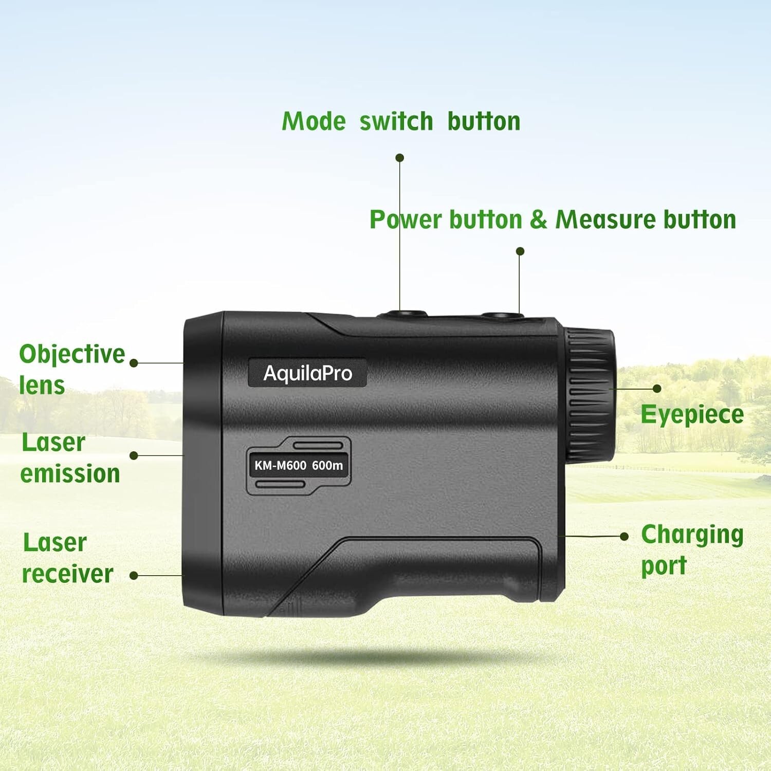Golf Rangefinder with Slope and Flagpole Lock Vibration,Slope Switch,650 yards