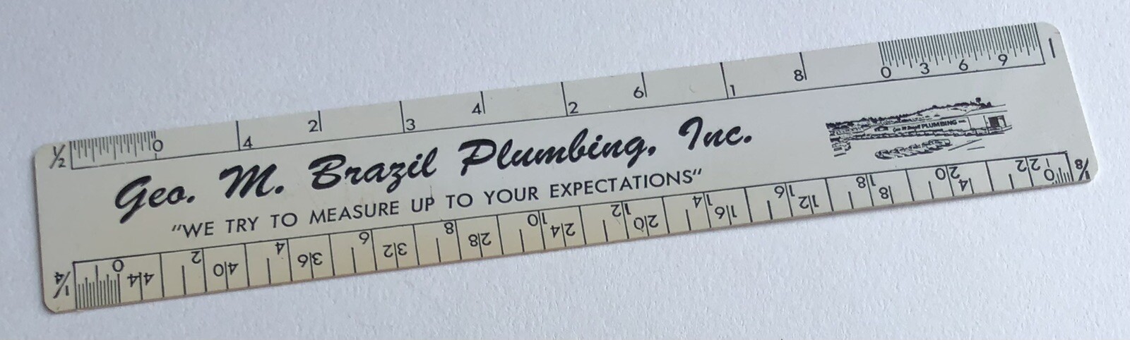Vintage GEO M BRAZIL Plumbing Inc 6" Pocket Scale Advertising Rule 1950s USA