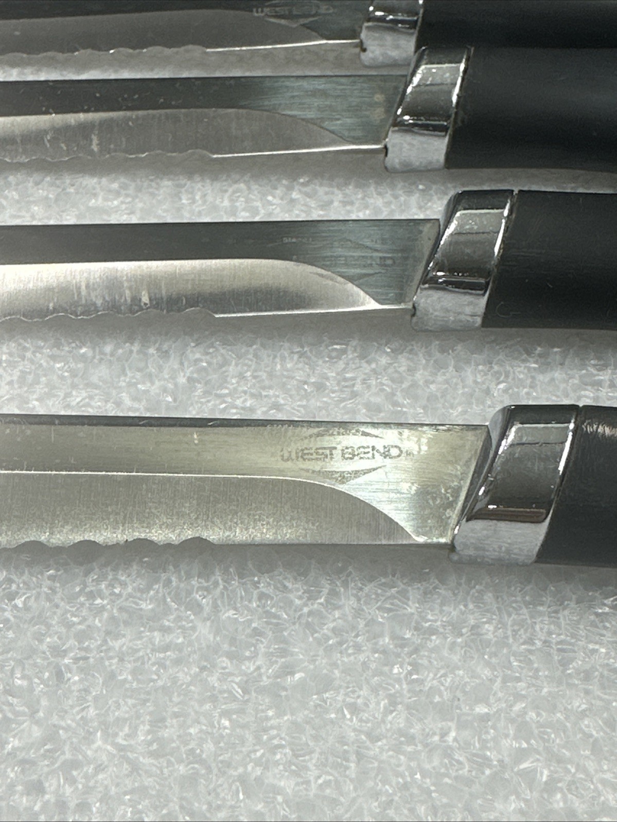 Vtg Mid Century Set (5) WEST BEND Stainless Steel Steak Knives Original Box USA