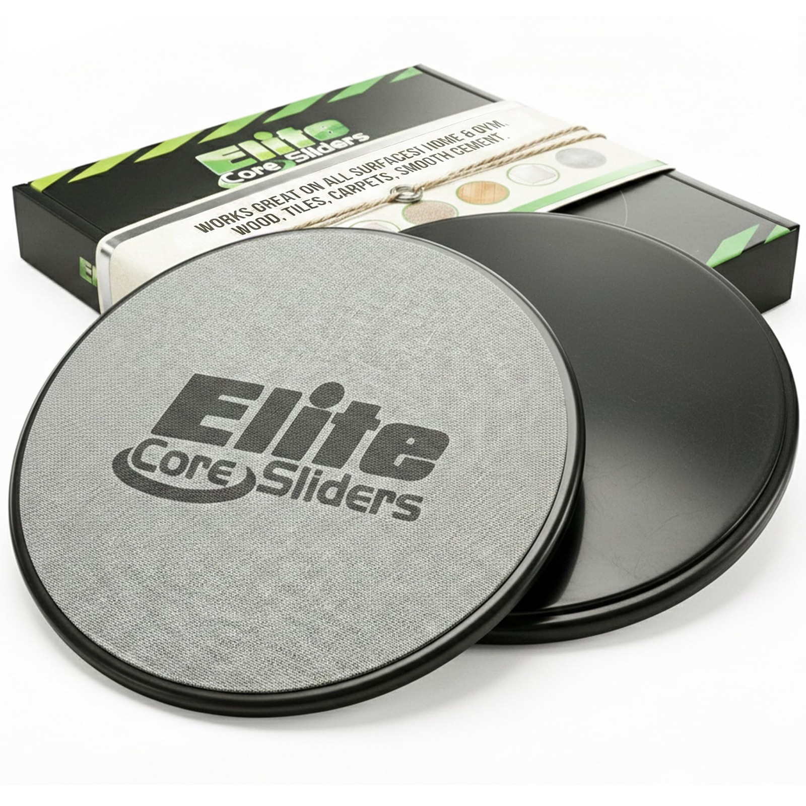 Elite Sportz Equipment Core Sliders, Exercise Gliding Discs for Small, Black