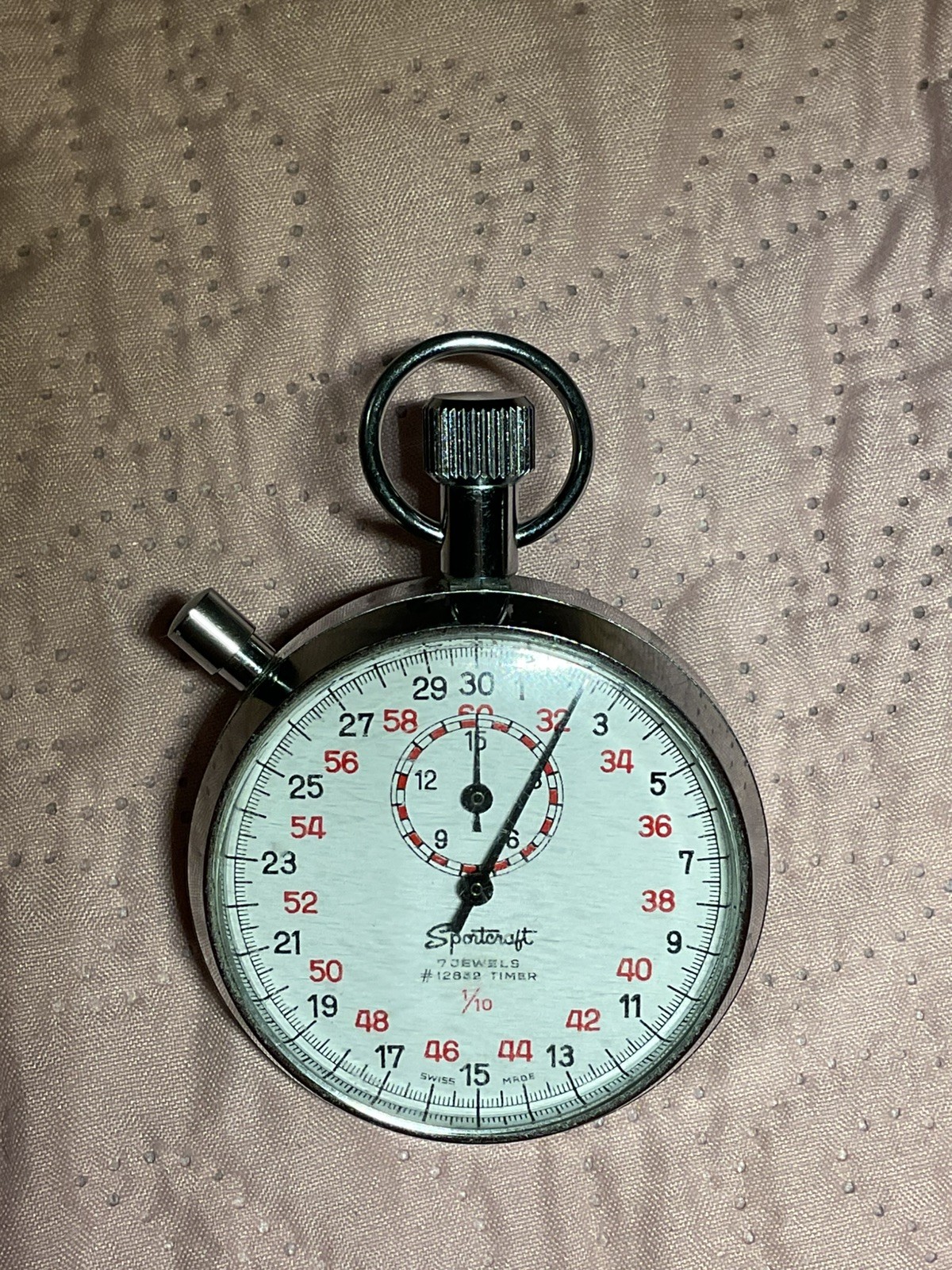 Sportcraft Vintage Mechanical Stopwatch #12801 Swiss Made 1/10 Scale Tested