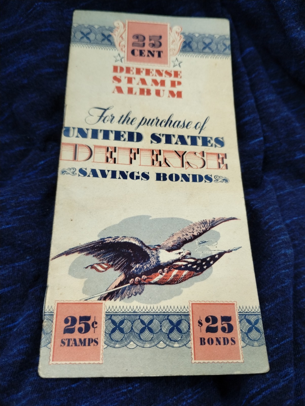 USA 25 Cent Defense Stamp Stamps Original Folder Savings Bonds 1942 History ERA